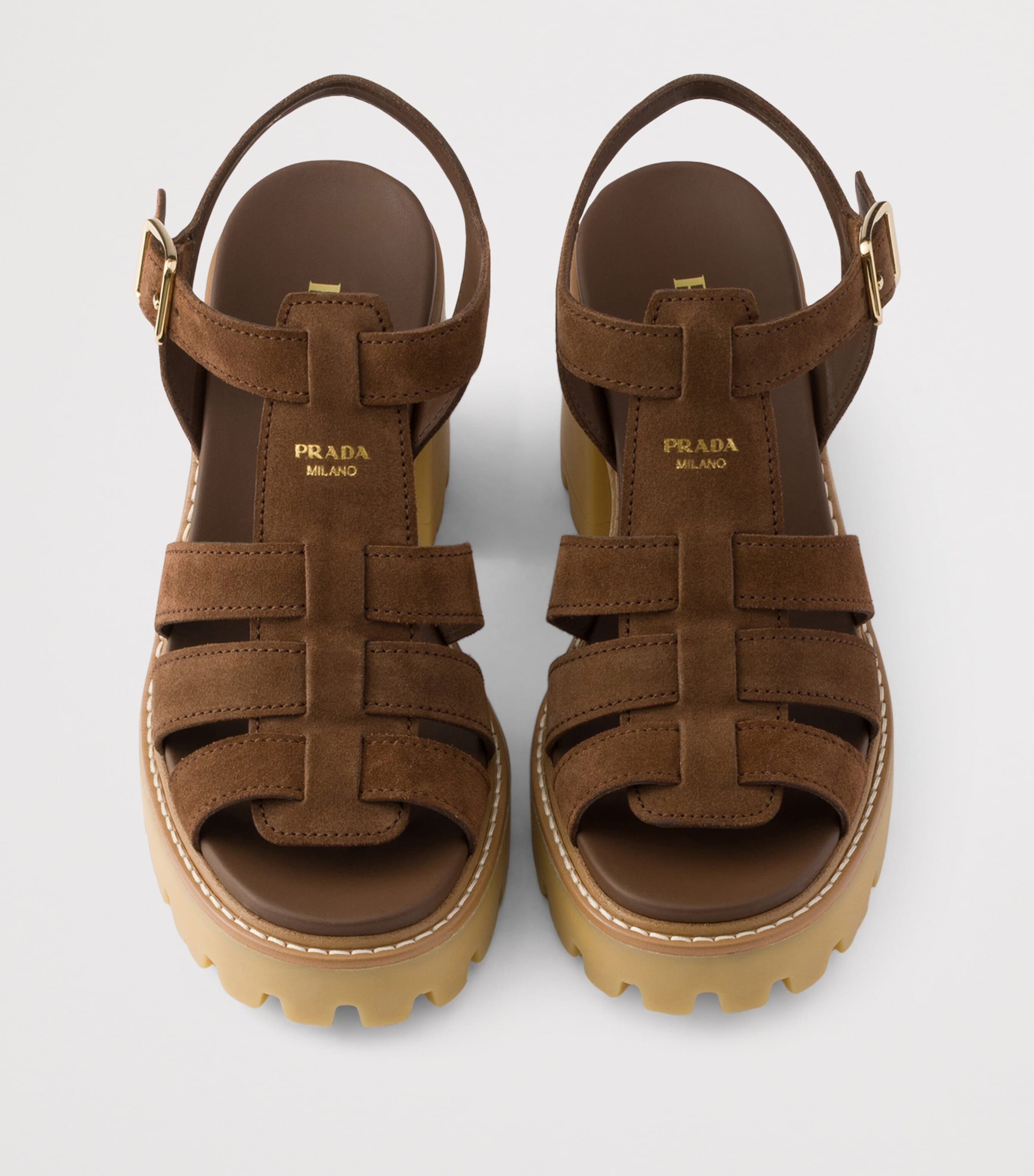 Prada Suede Platform Sandals 90 Brown Image 3