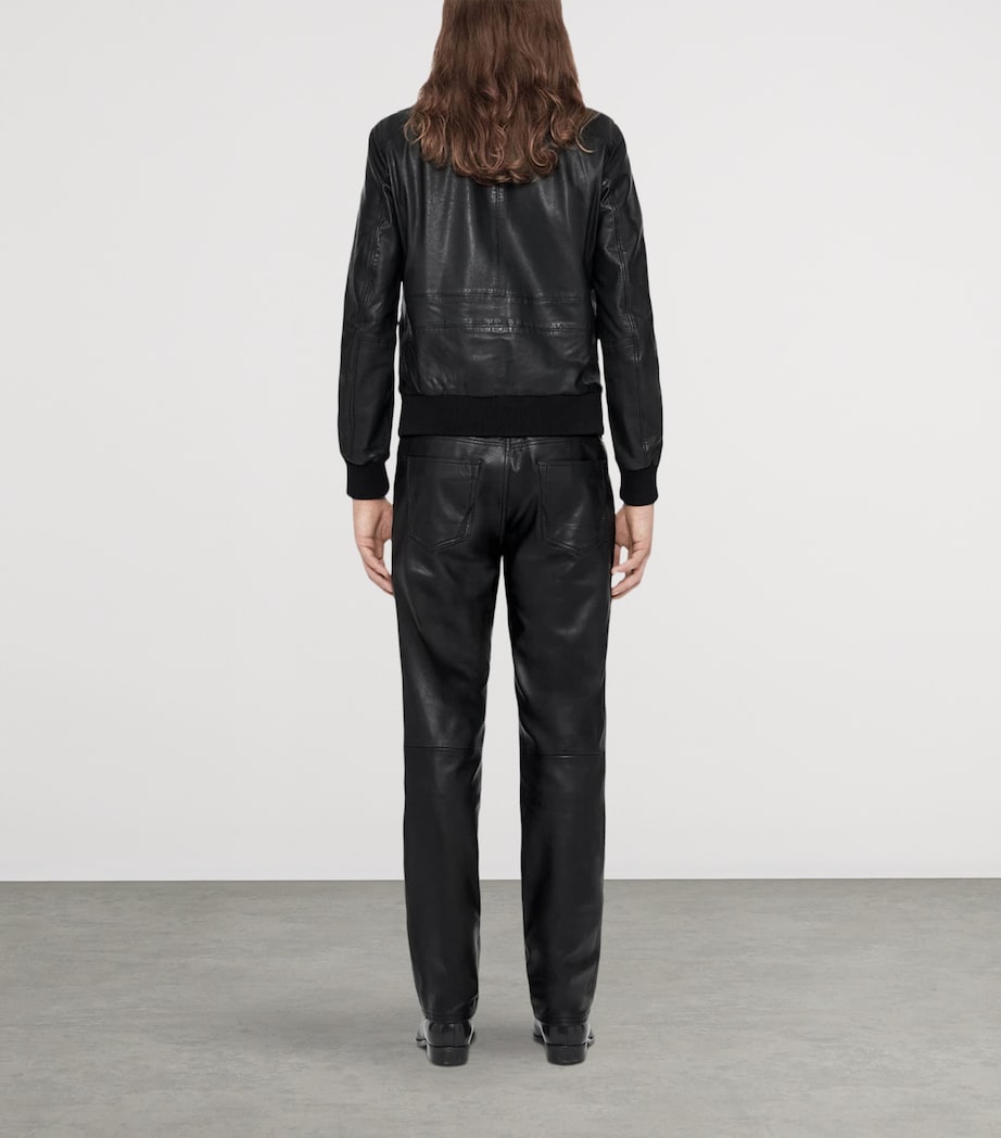AllSaints Mens Leather Hiro Bomber Jacket Black Image 7