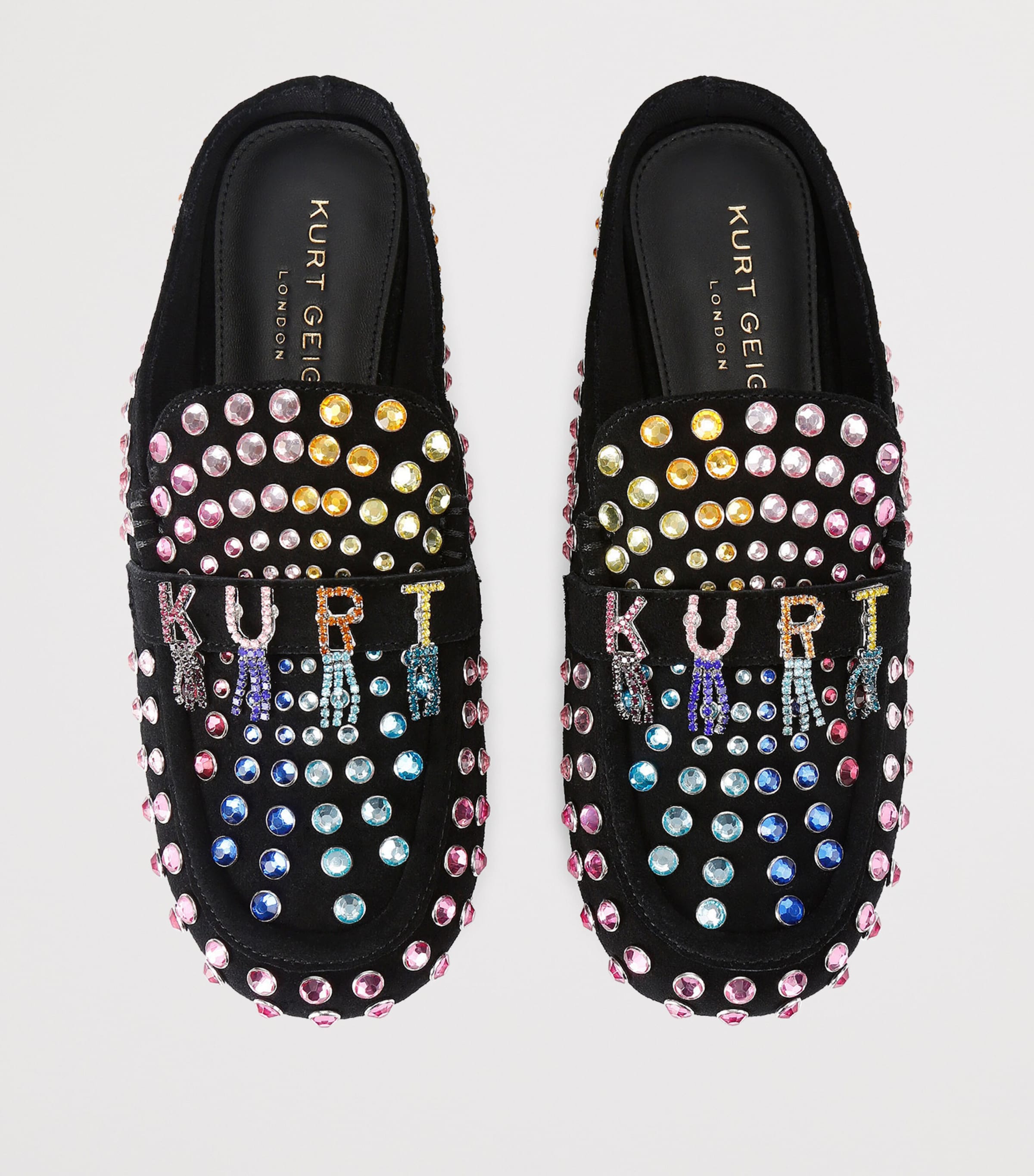 Suede Crystal-Embellished Slippers BLACK/COMB Image 4