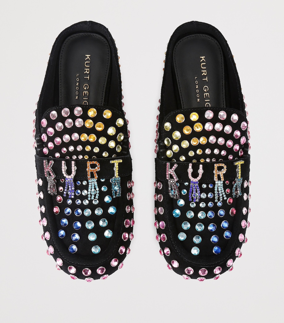 Suede Crystal-Embellished Slippers BLACK/COMB Image 4