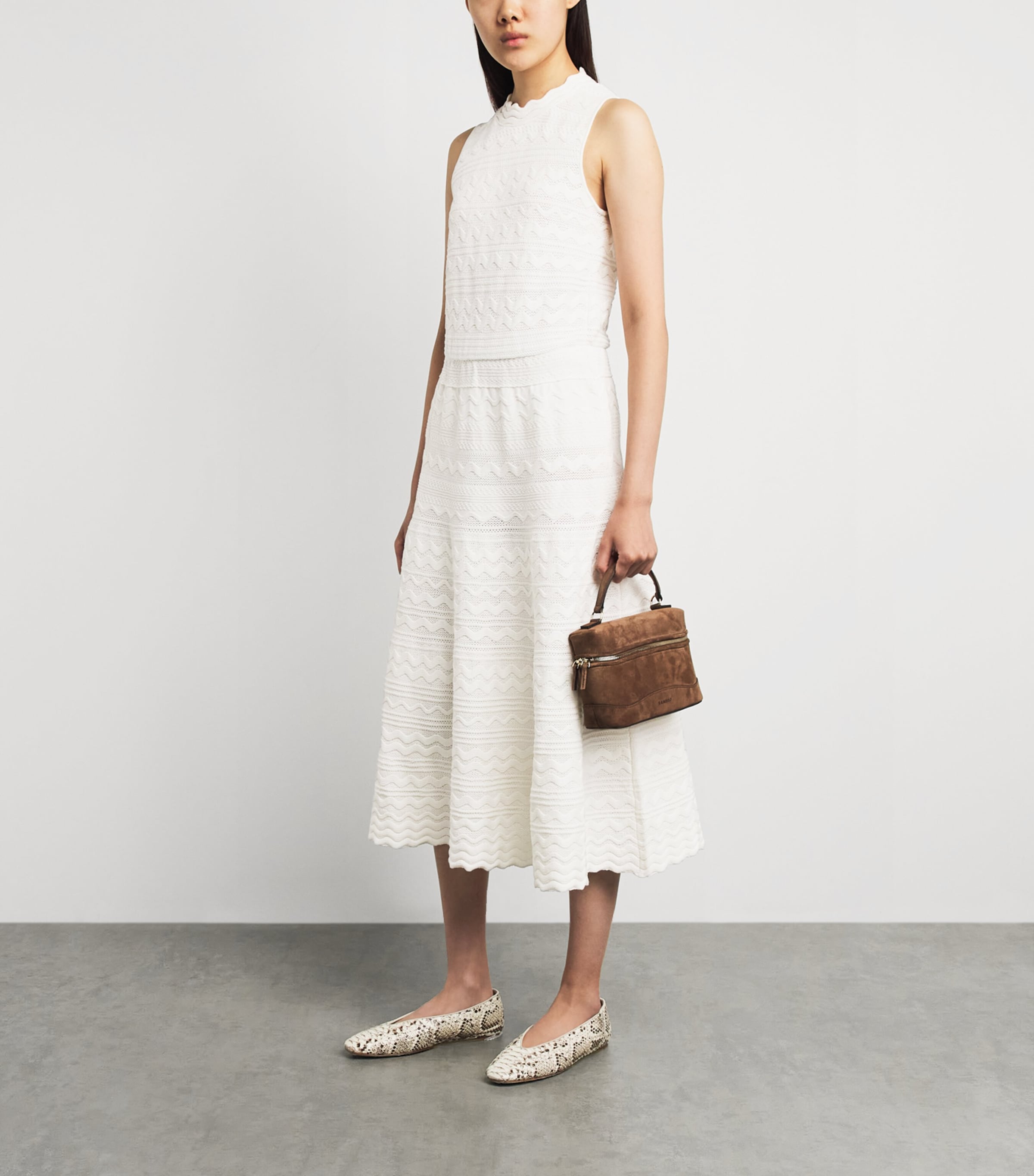 Molli Womens Zig-Zag Weave Midi Dress Milk Image 2