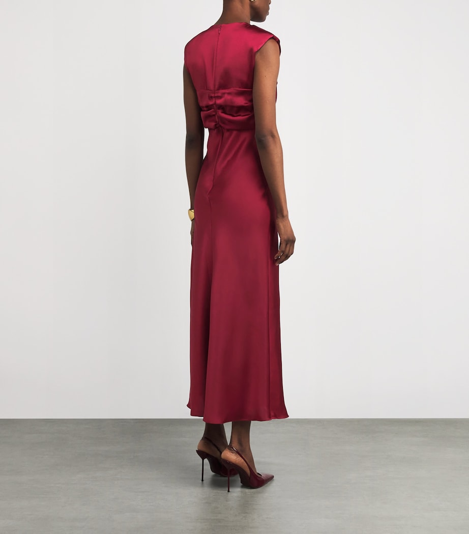 Satin V-Neck Maxi Dress BORDEAUX Image 3