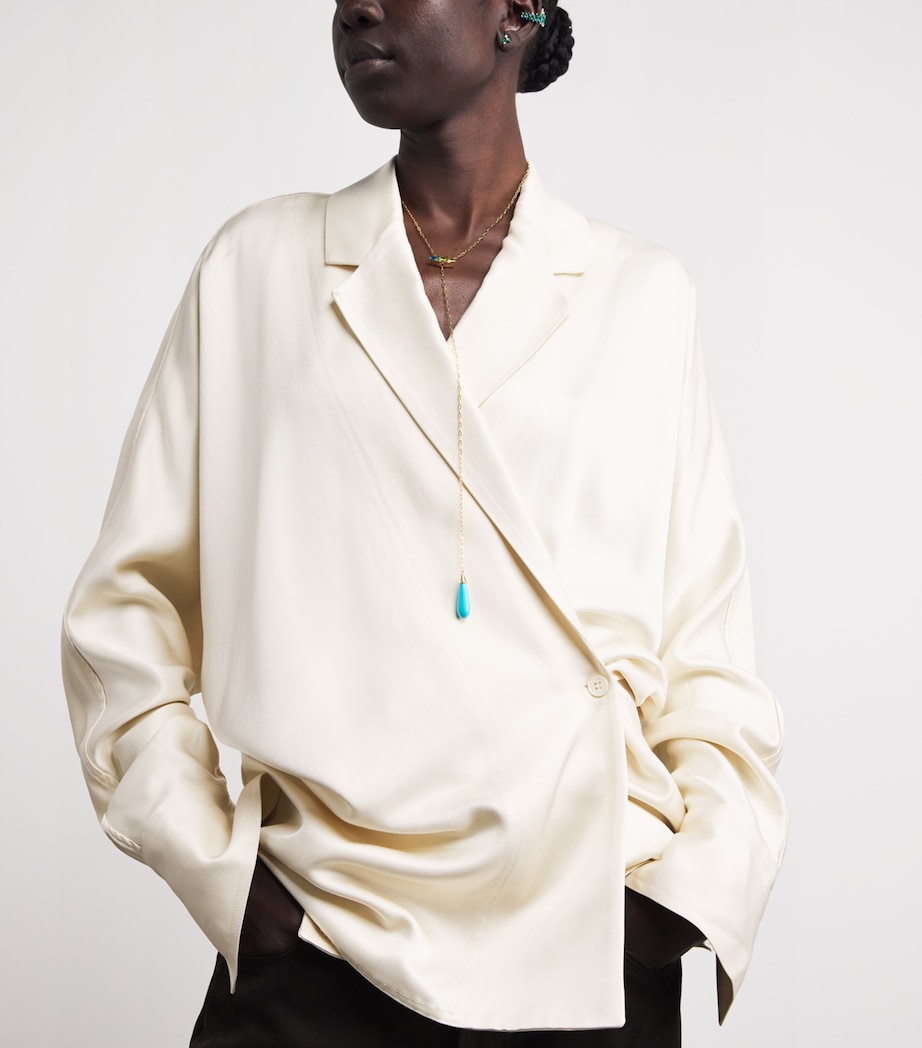 Yellow Gold, Topaz, Peridot, Tourmaline and Turquoise Helix Lariat Necklace YELLOW GOLD Image 4