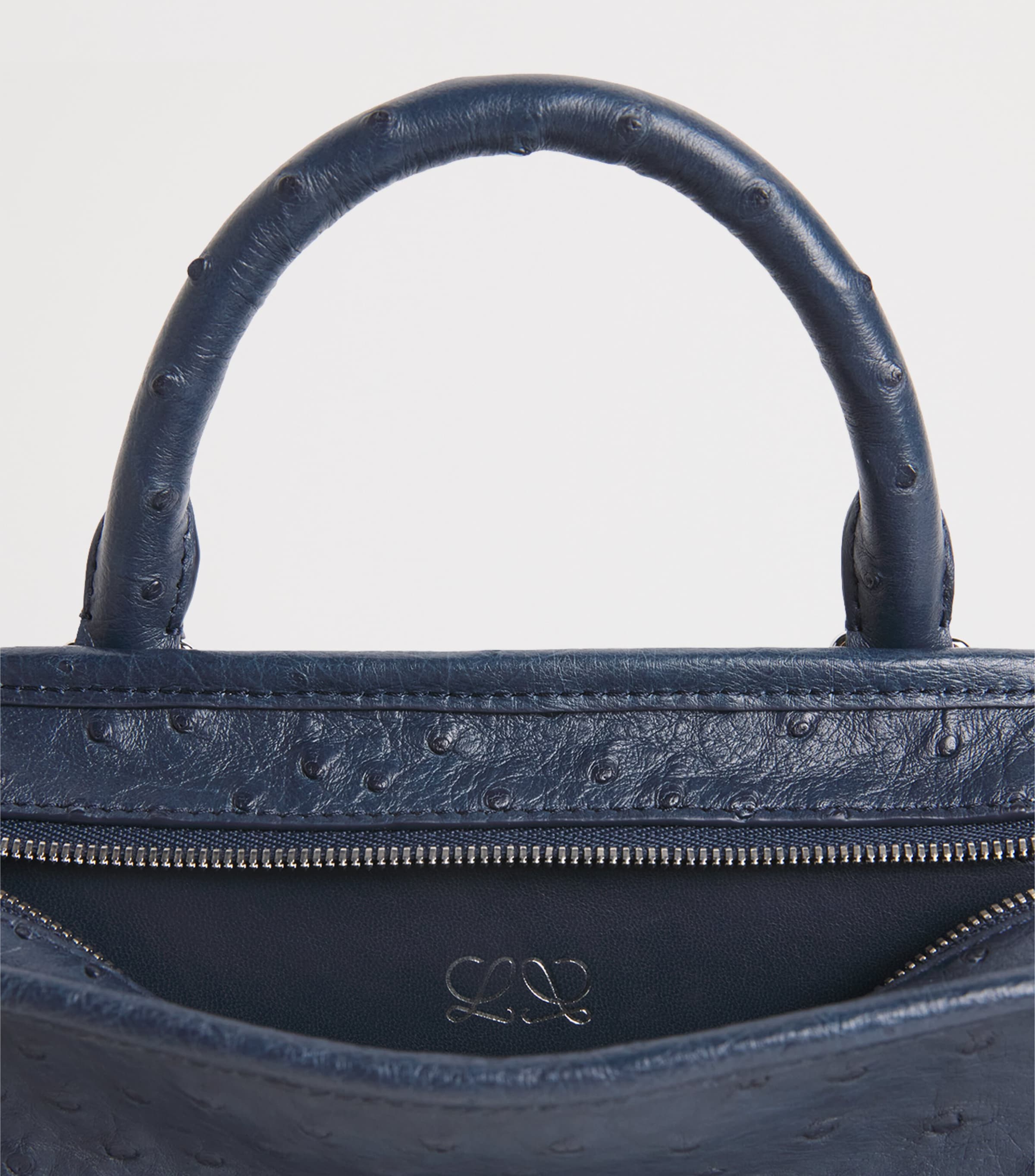LOEWE Mini Ostrich Leather Amazona 180 Top-Handle Bag Deep Navy Image 5