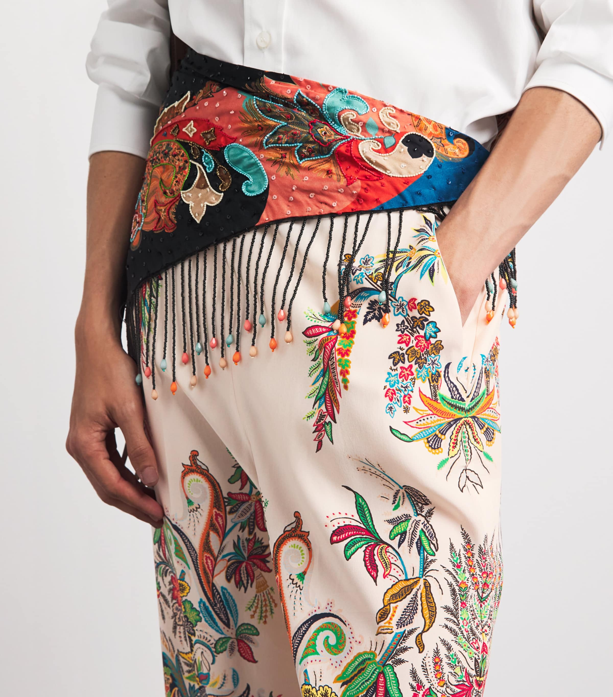 Etro Womens Silk Paisley Tailored Trousers Prnt/white Bs Image 3