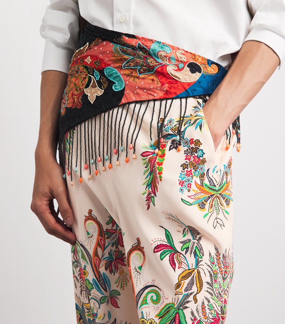 Etro Womens Silk Paisley Tailored Trousers Prnt/white Bs Image 3