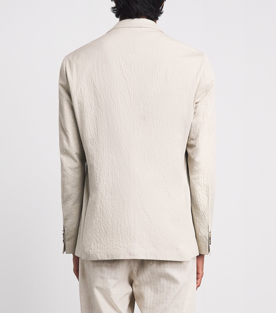 BOSS Mens Seersucker Hanry Blazer Open Beige Image 5