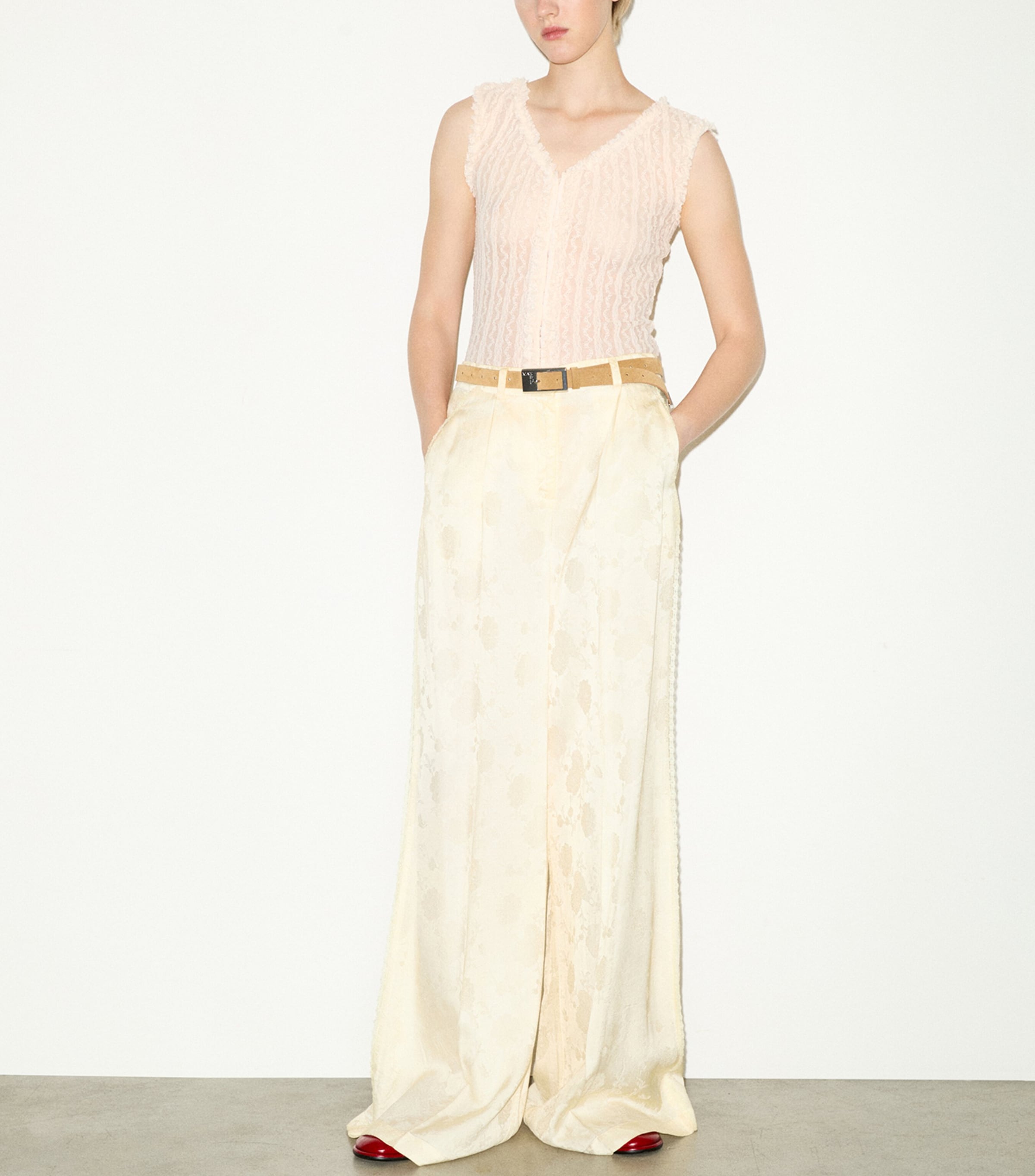 MAX&Co. Womens Lace Tank Top Ecru Image 2
