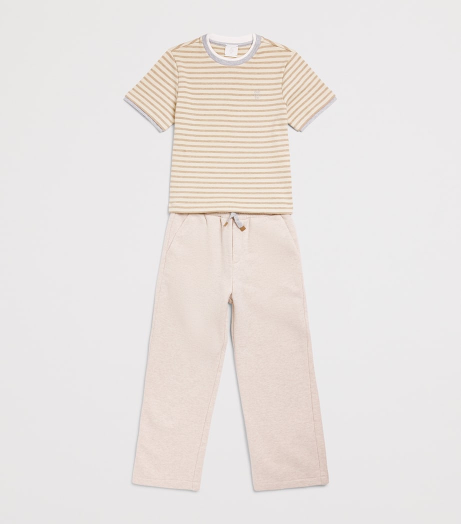 Eleventy Kids Cotton Stripe T-Shirt (2-16 Years) Ivory/beige Image 3