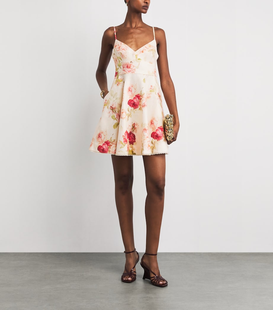 Zimmermann Womens Linen Roselight Picnic Mini Dress Cmrf Cream Rose Flrl Image 2