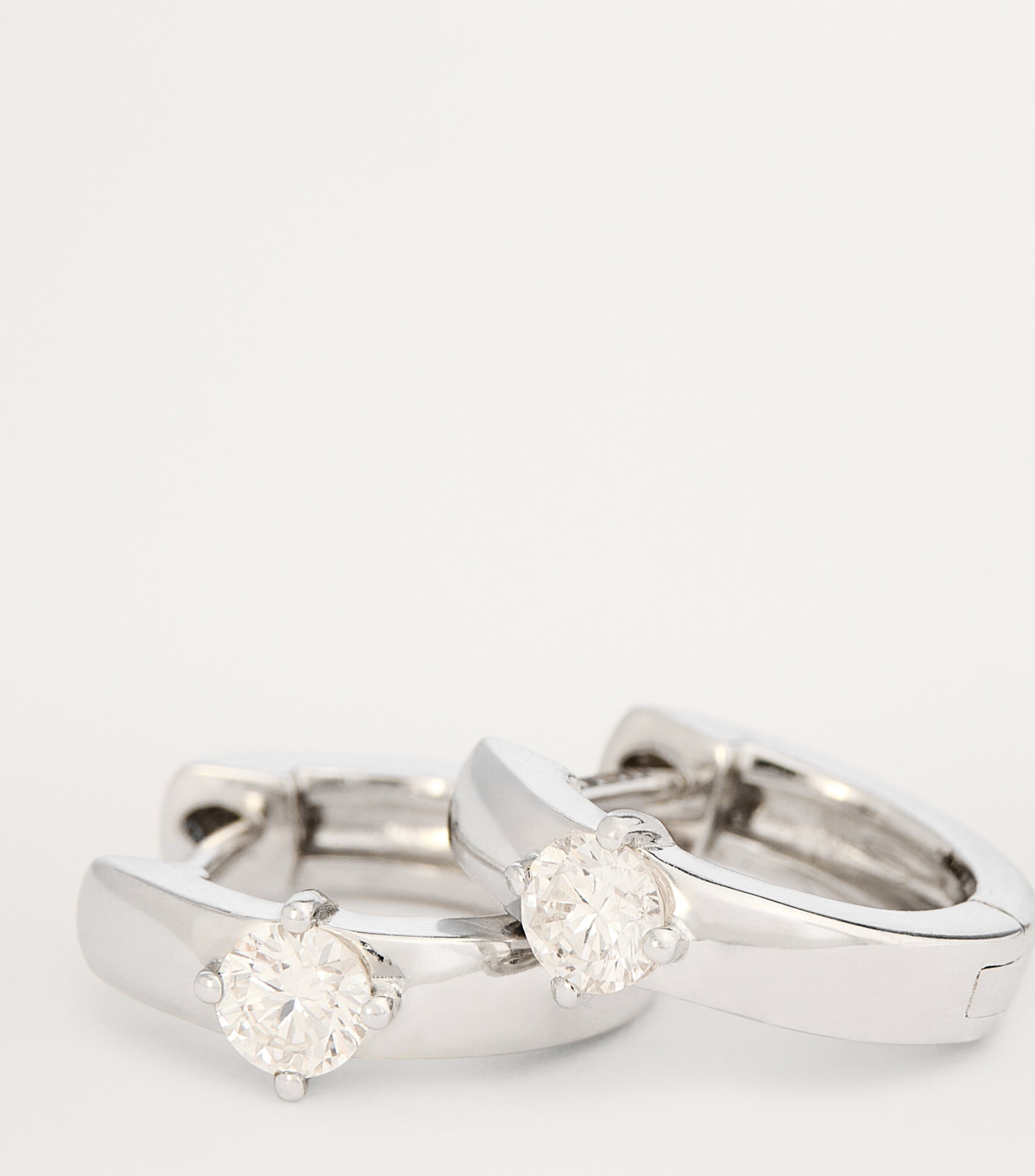 White Gold and Diamond Huggie Earrings WHITE GOLD Image 6