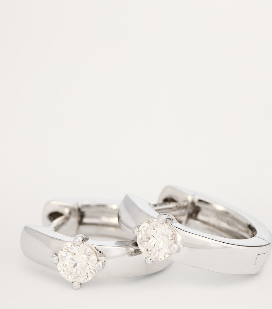 White Gold and Diamond Huggie Earrings WHITE GOLD Image 6