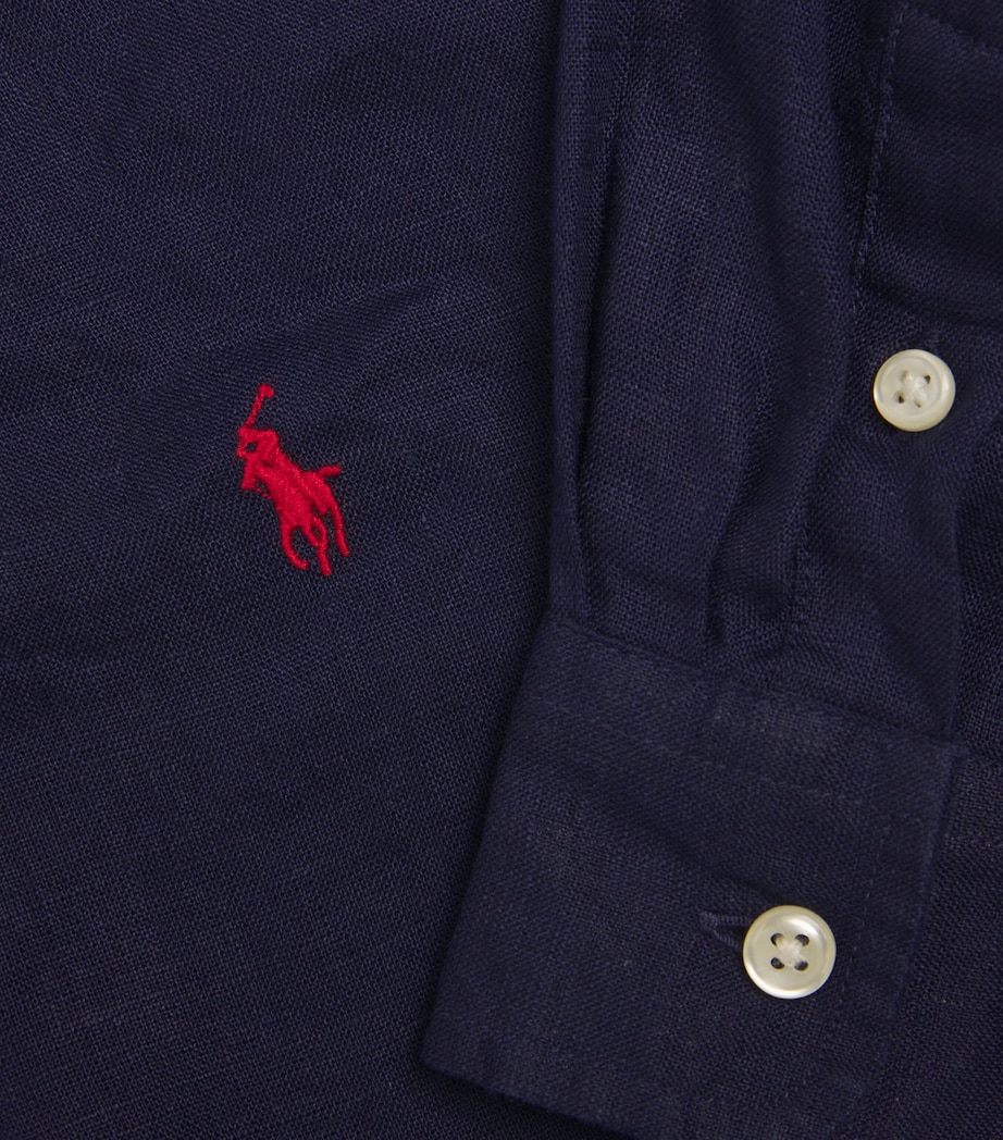 Linen Polo Pony Shirt (7-14 Years) NEWPORT NAVY Image 3