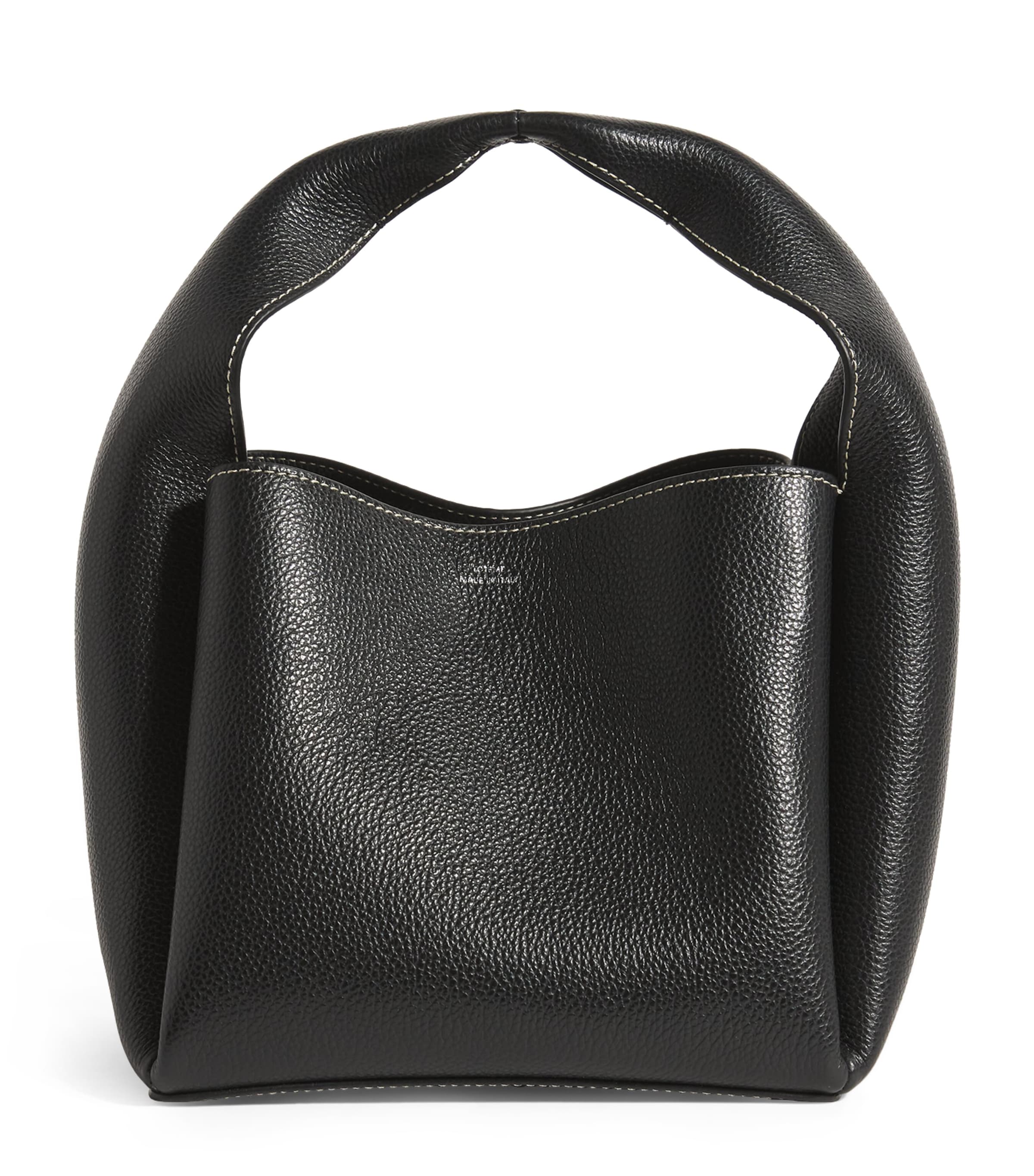 Totême Grained Leather Bucket Bag In Black