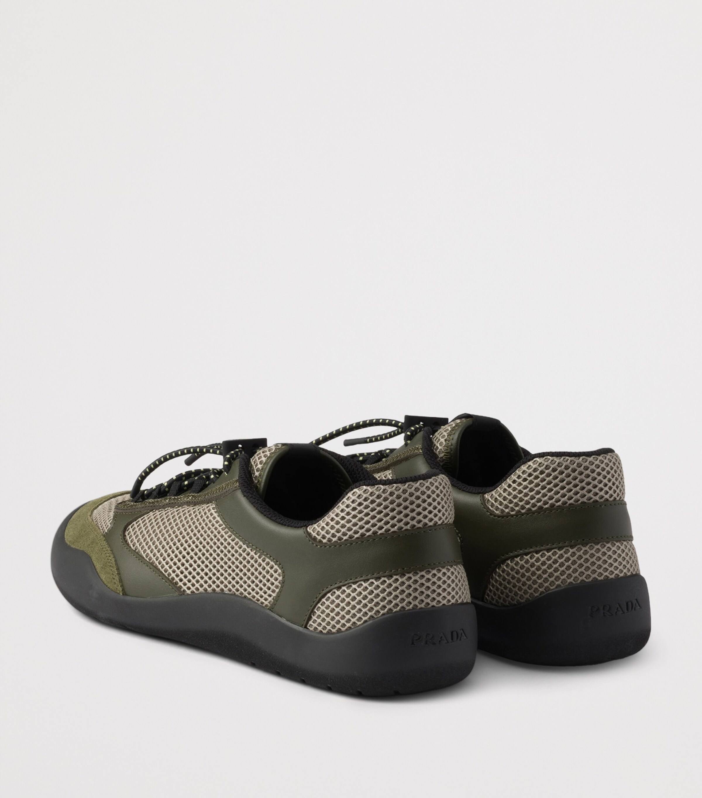 Prada Leather-Mesh Speedrock Sneakers Green Image 6