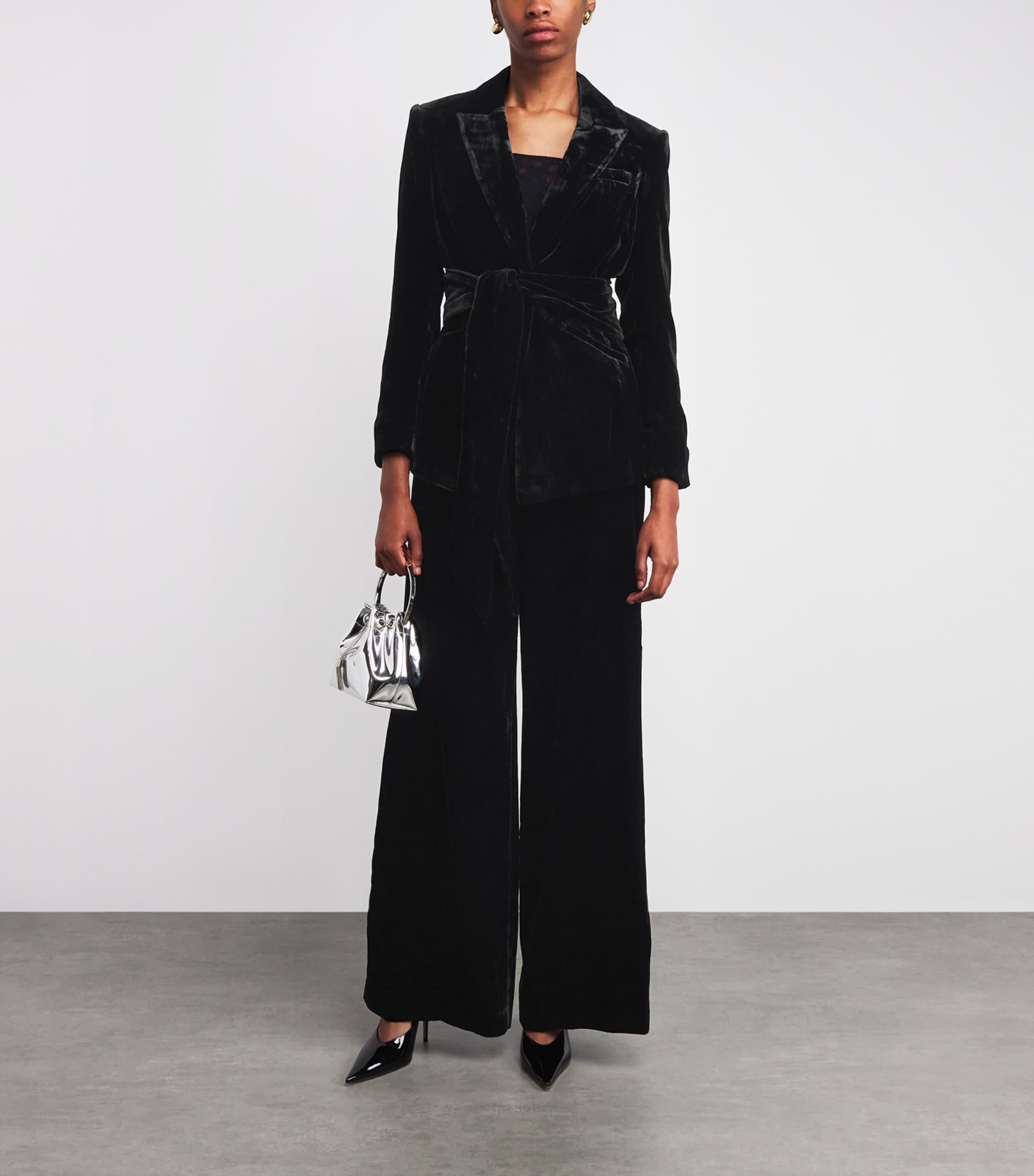 Veronica Beard Black Velvet Alex Wide-Leg Trousers | Harrods US