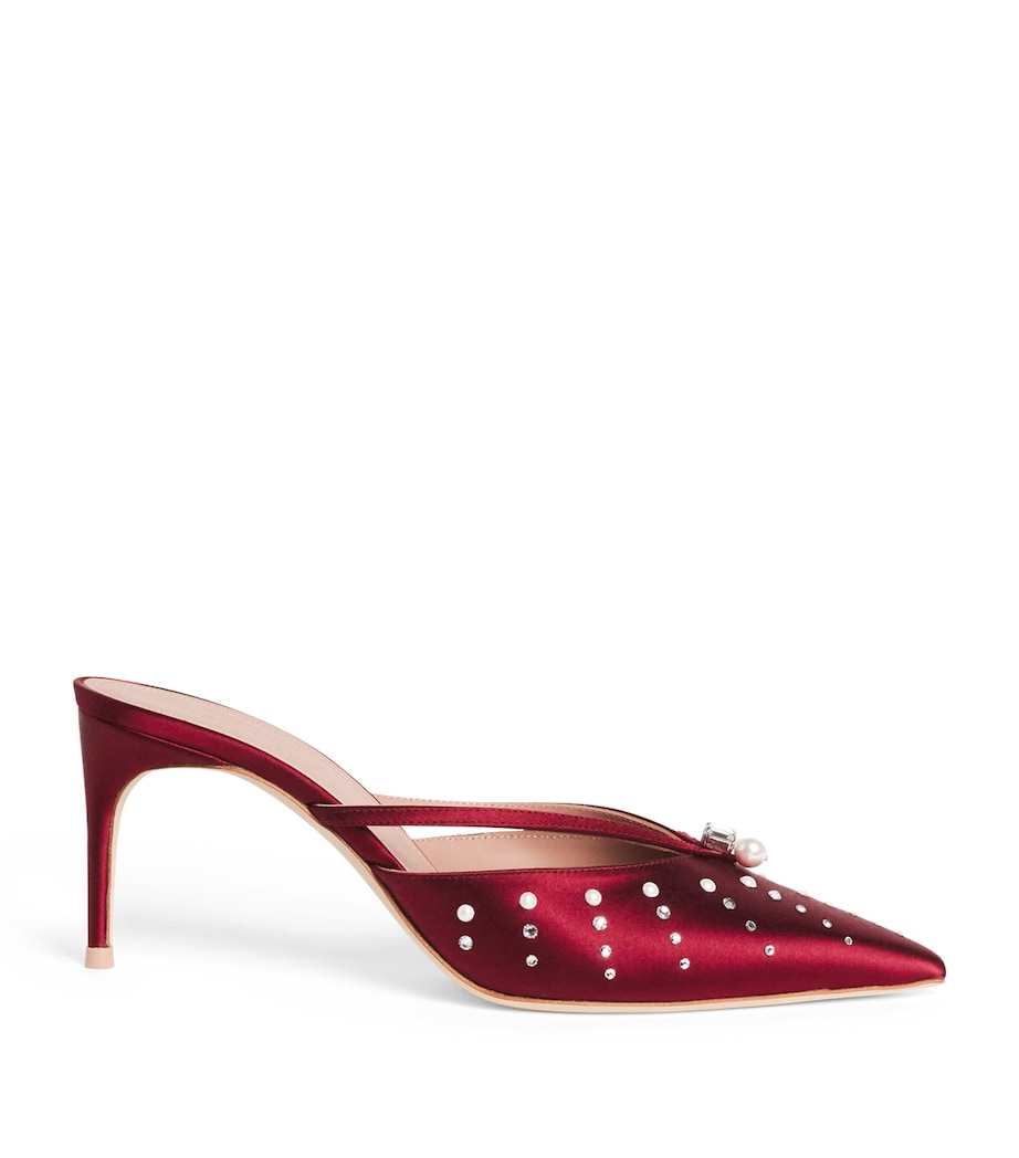 Satin Embellished Marisa Heeled Mules 70 WINE Image 1