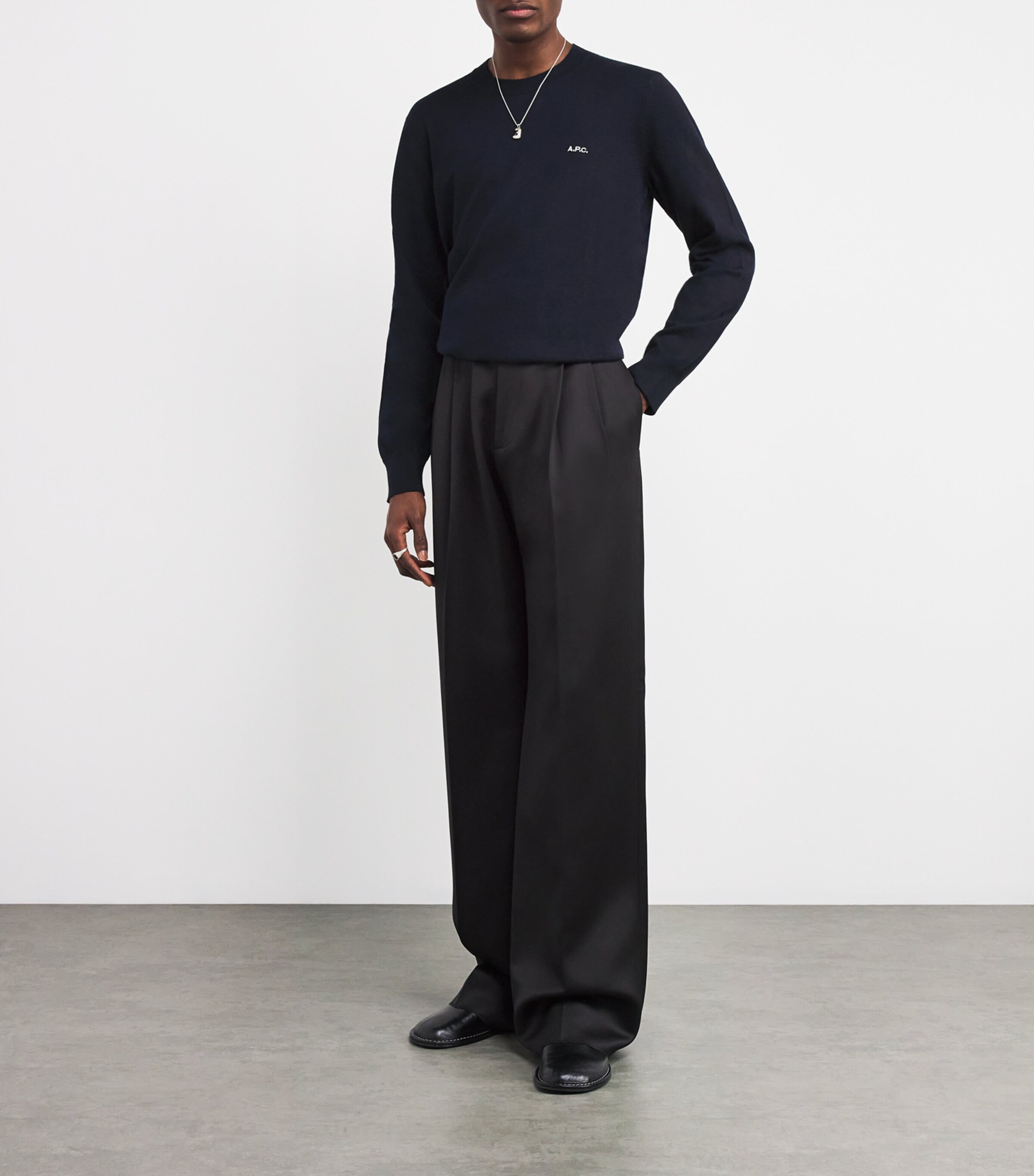 A.P.C. Mens Cotton Logo Sweater Iaj Marine Image 2
