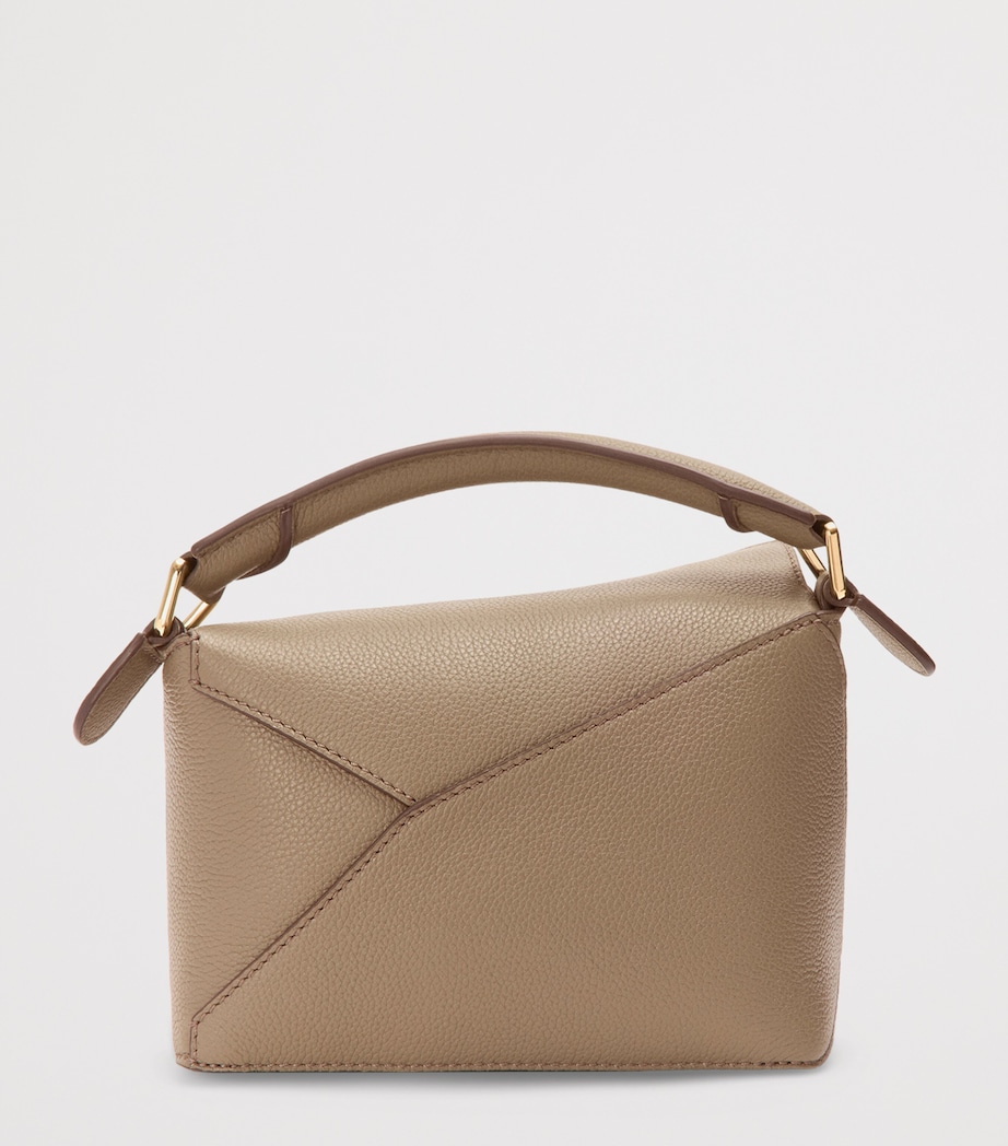 Mini Leather Puzzle Edge Top-Handle Bag TAUPE Image 4