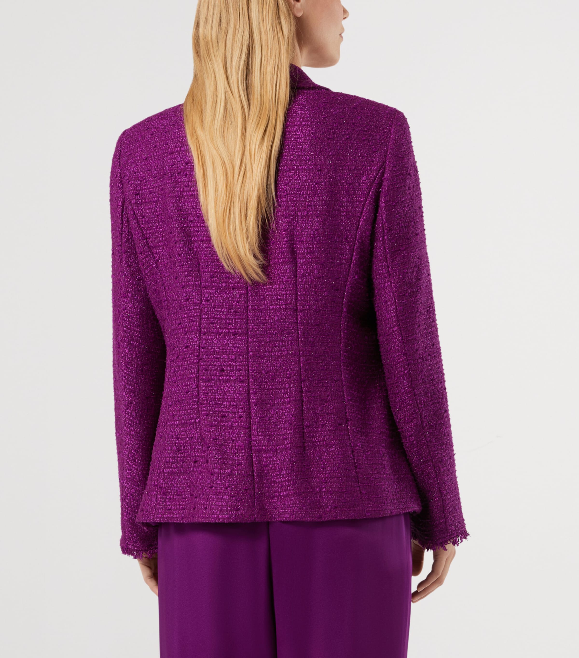 Marina Rinaldi Womens Tweed Double-Breasted Jacket Fuxia Viola Image 4