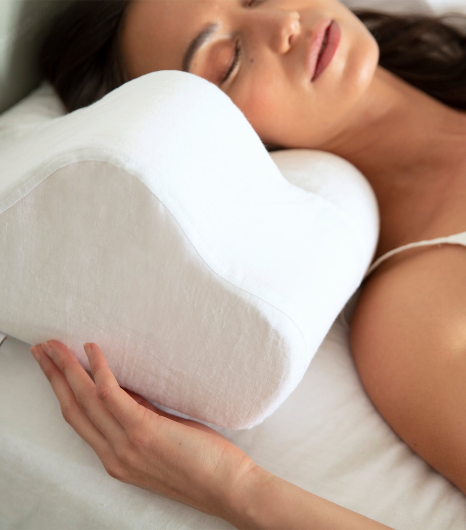 Back Sleep Pillow with Linen Pillowcase (32cm x 57cm) WHITE Image 6
