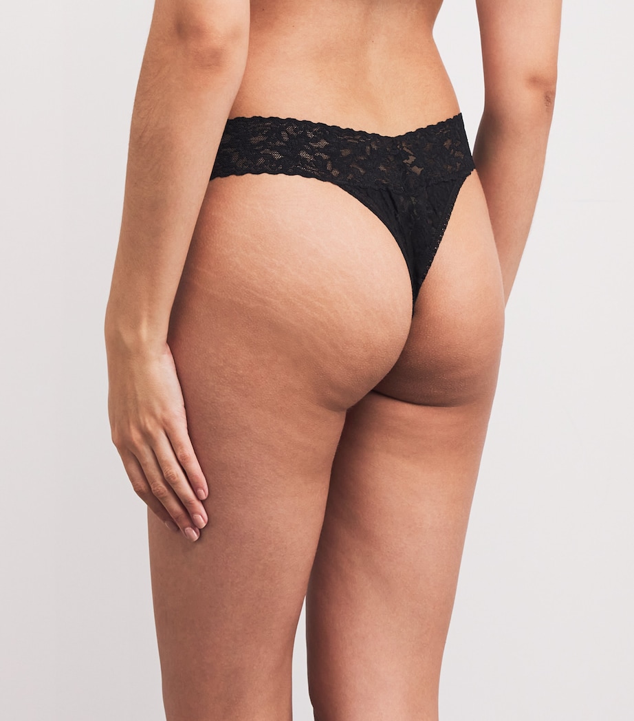 Lace Low-Rise Thongs (Pack of 3) 33 BLACK Image 3