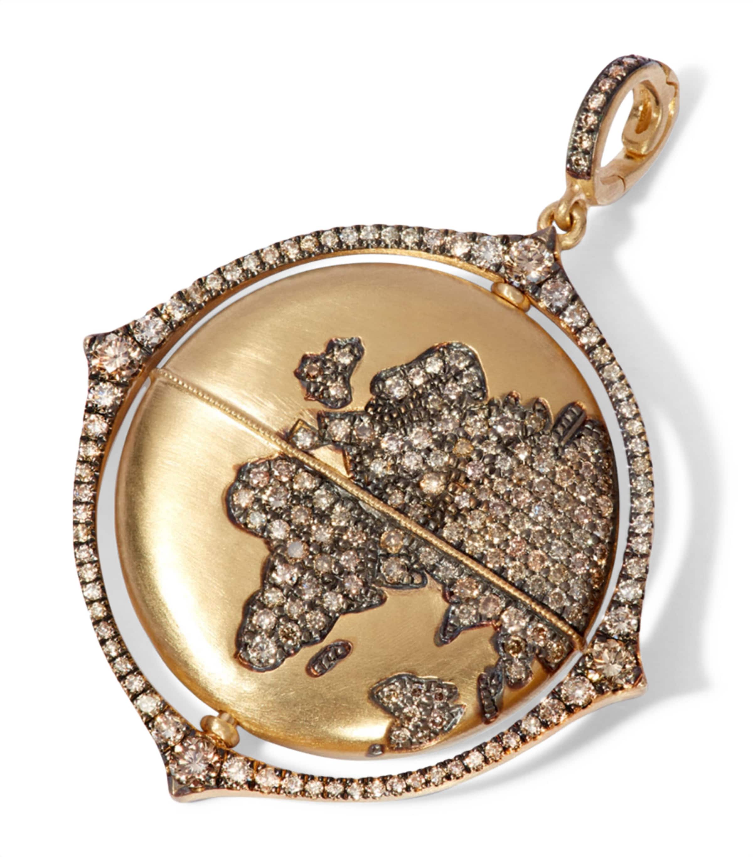 Annoushka Yellow Gold And Diamond Mythology Spinning Globe Amulet In Gold