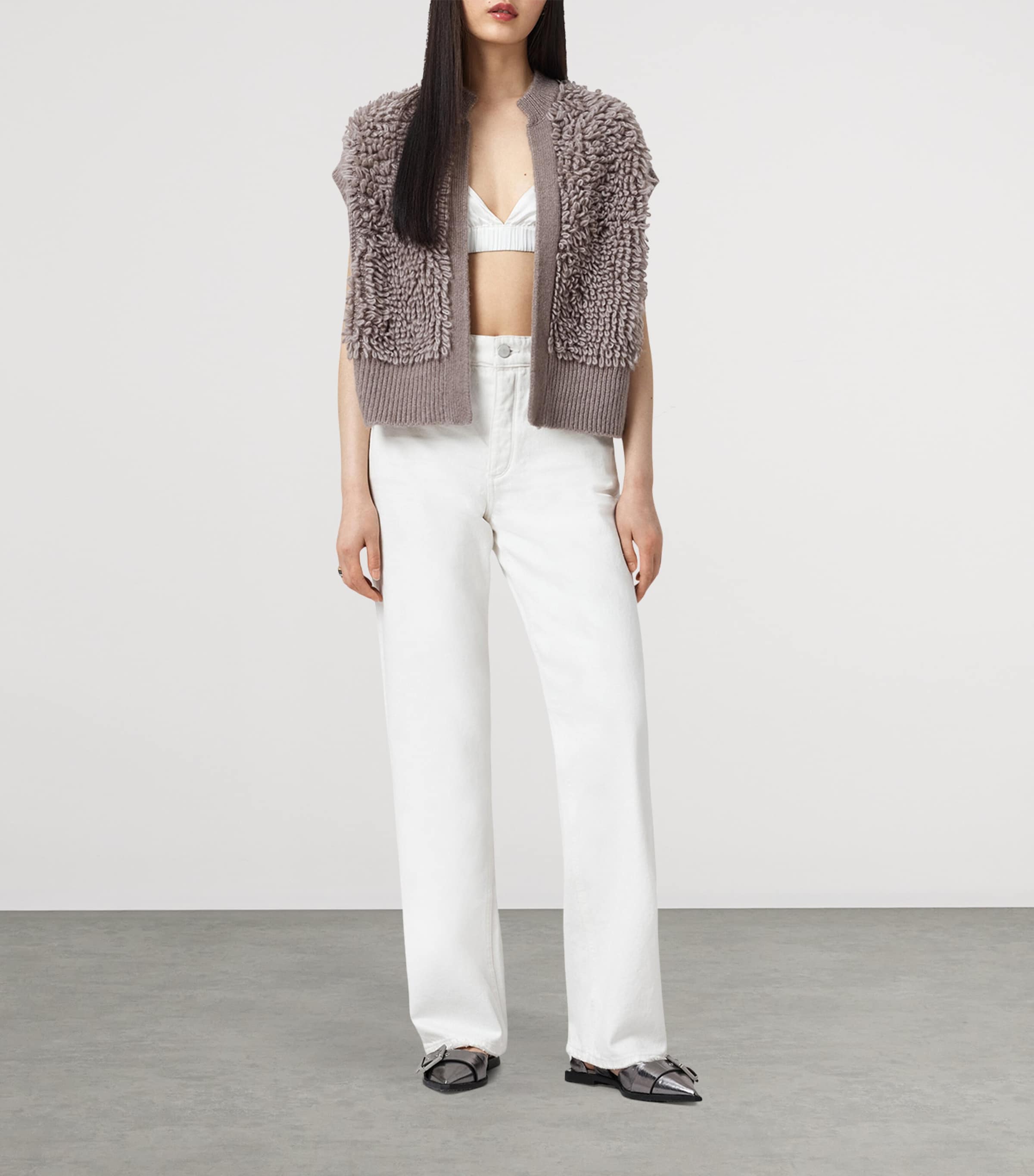 Wool-Blend Open-Front Elias Gilet TAUPE BROWN Image 2