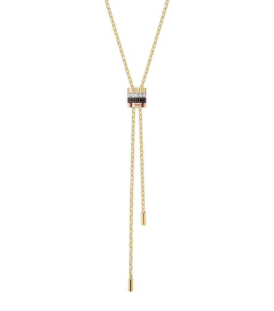 Small Mixed Gold and Diamond Quatre Classique Tie Necklace GOLD Image 2