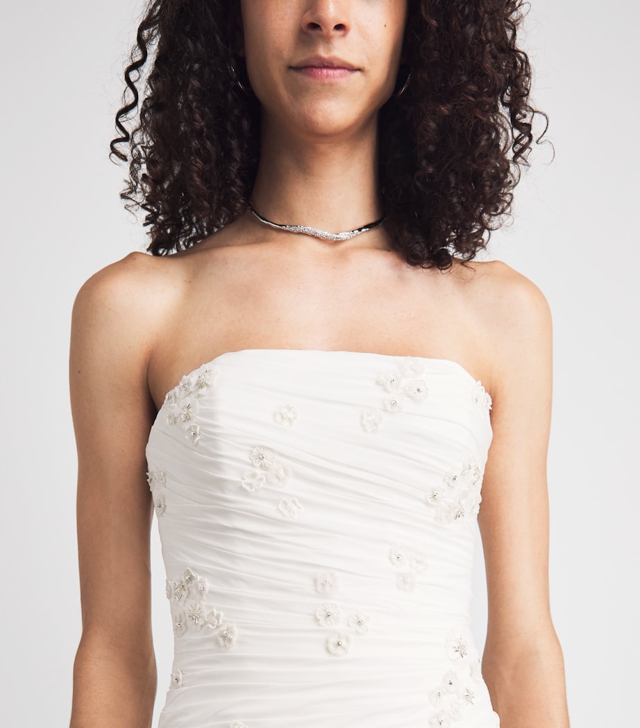 Sandra Mansour Womens Embellished Strapless Gown Ofw White Image 3