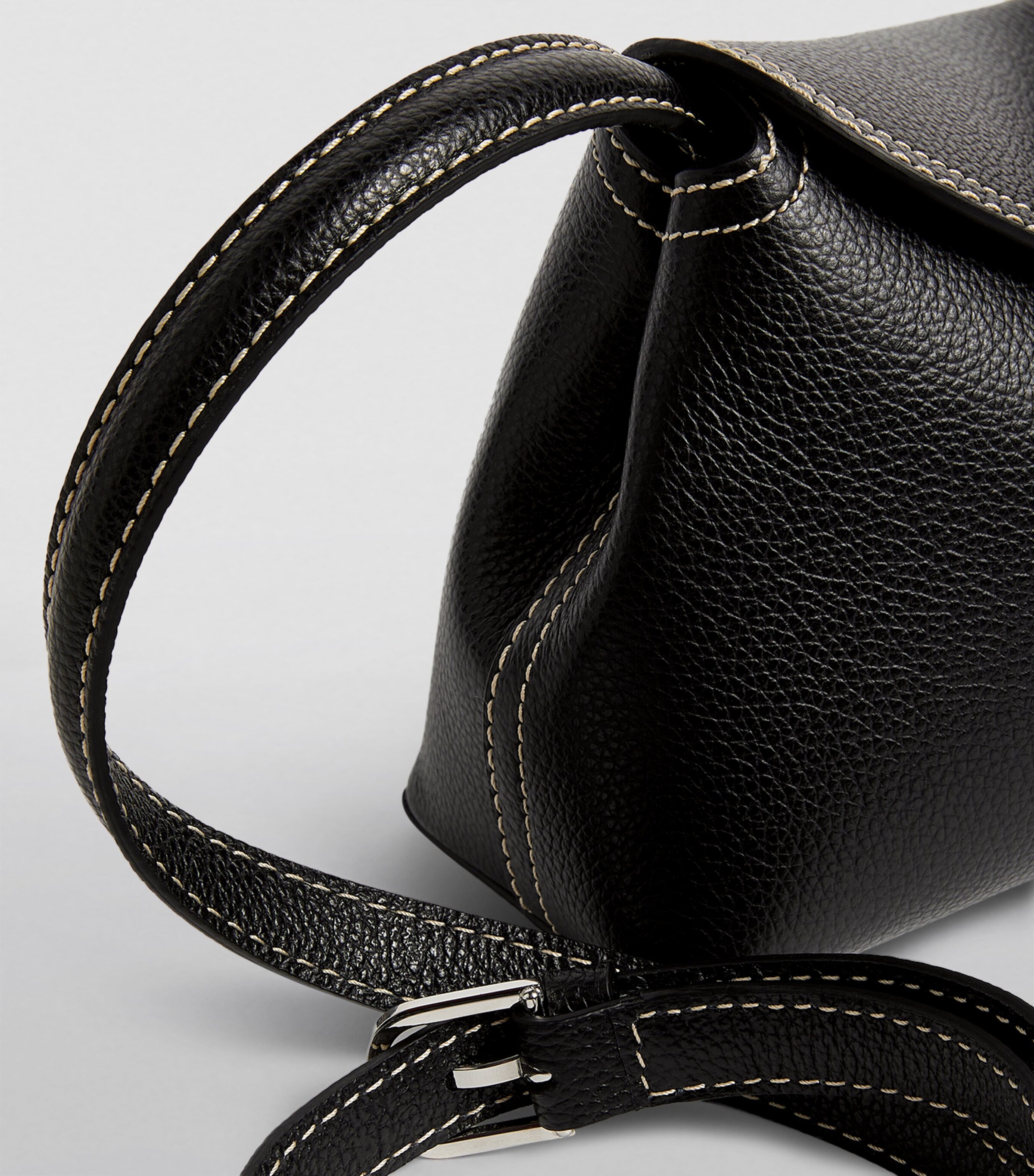 Toteme Leather T-Lock Clutch Bag Black Image 6