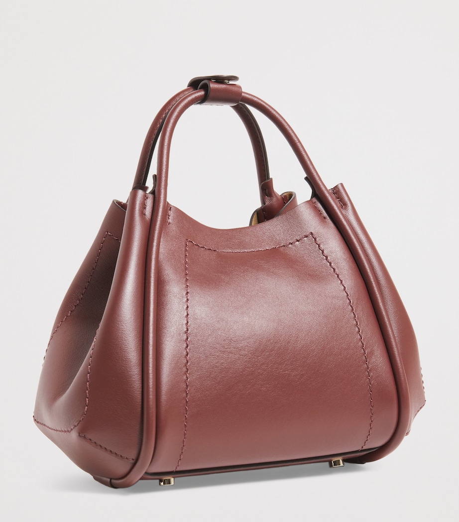 Extra-Small Leather Marine Top-Handle Bag BORDEAUX Image 3