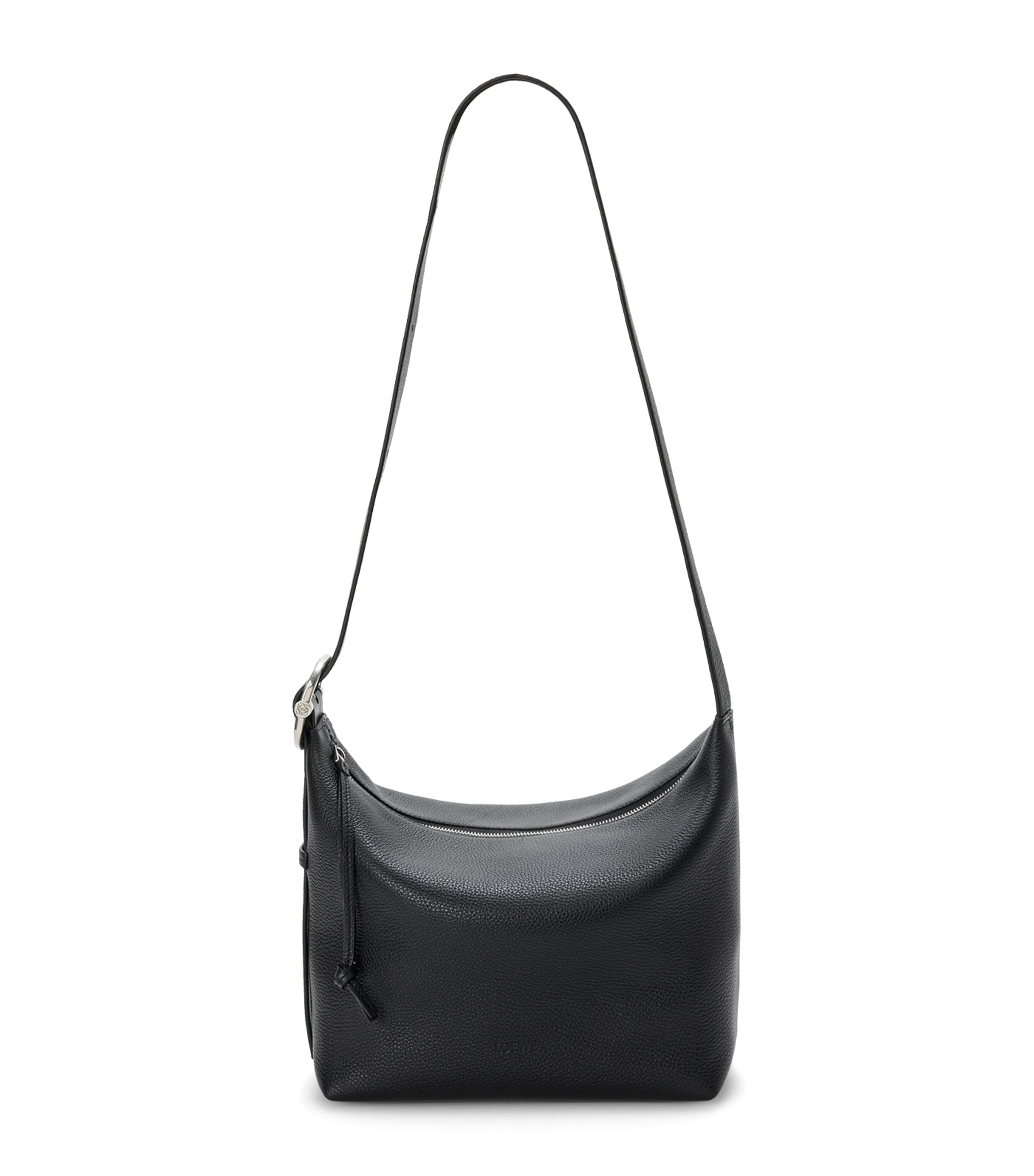 Loewe Leather Loop Hobo Shoulder Bag In Black
