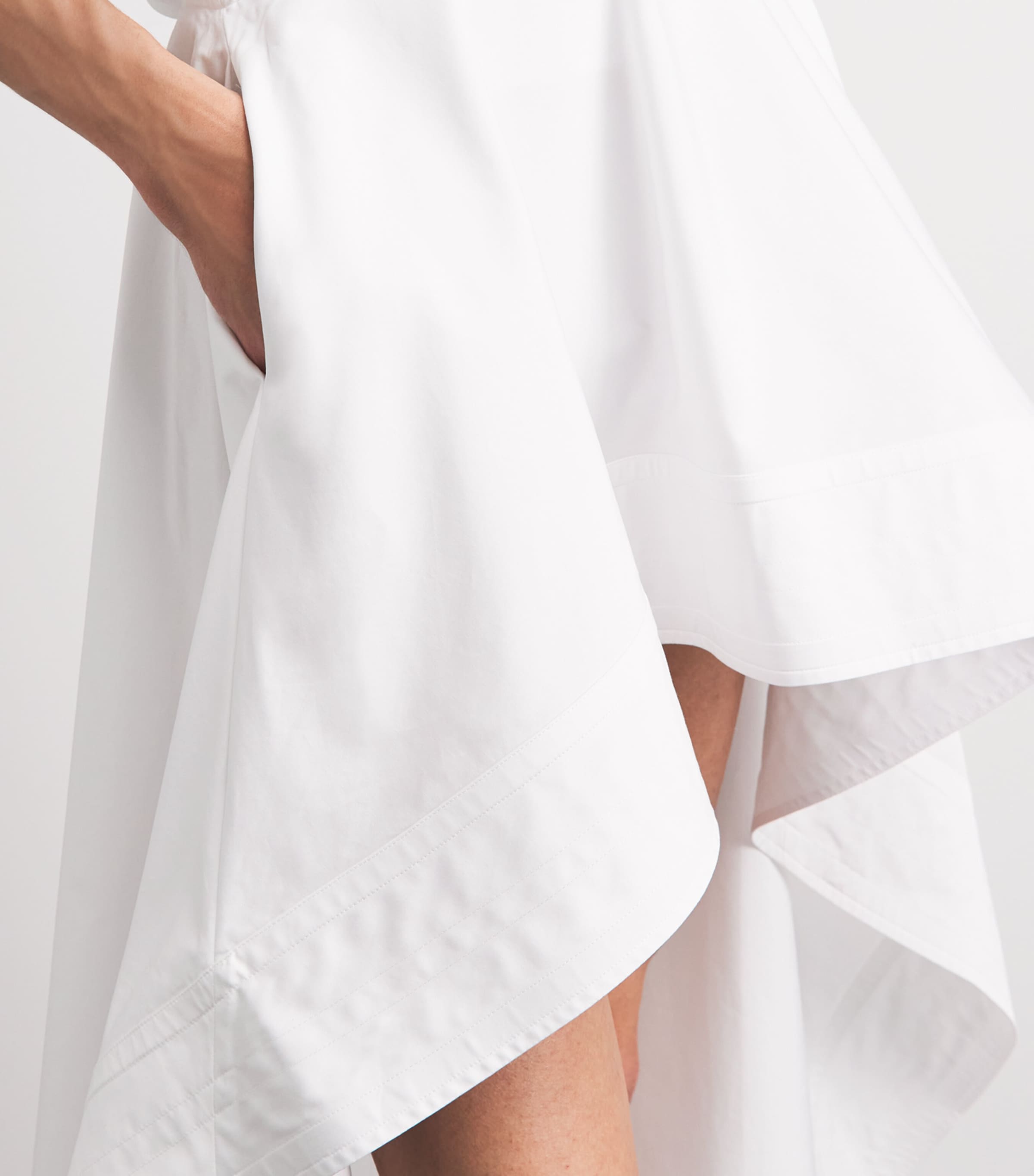 Stella McCartney Womens Cotton Poplin Asymmetric High-Low Skirt Pure White Image 3