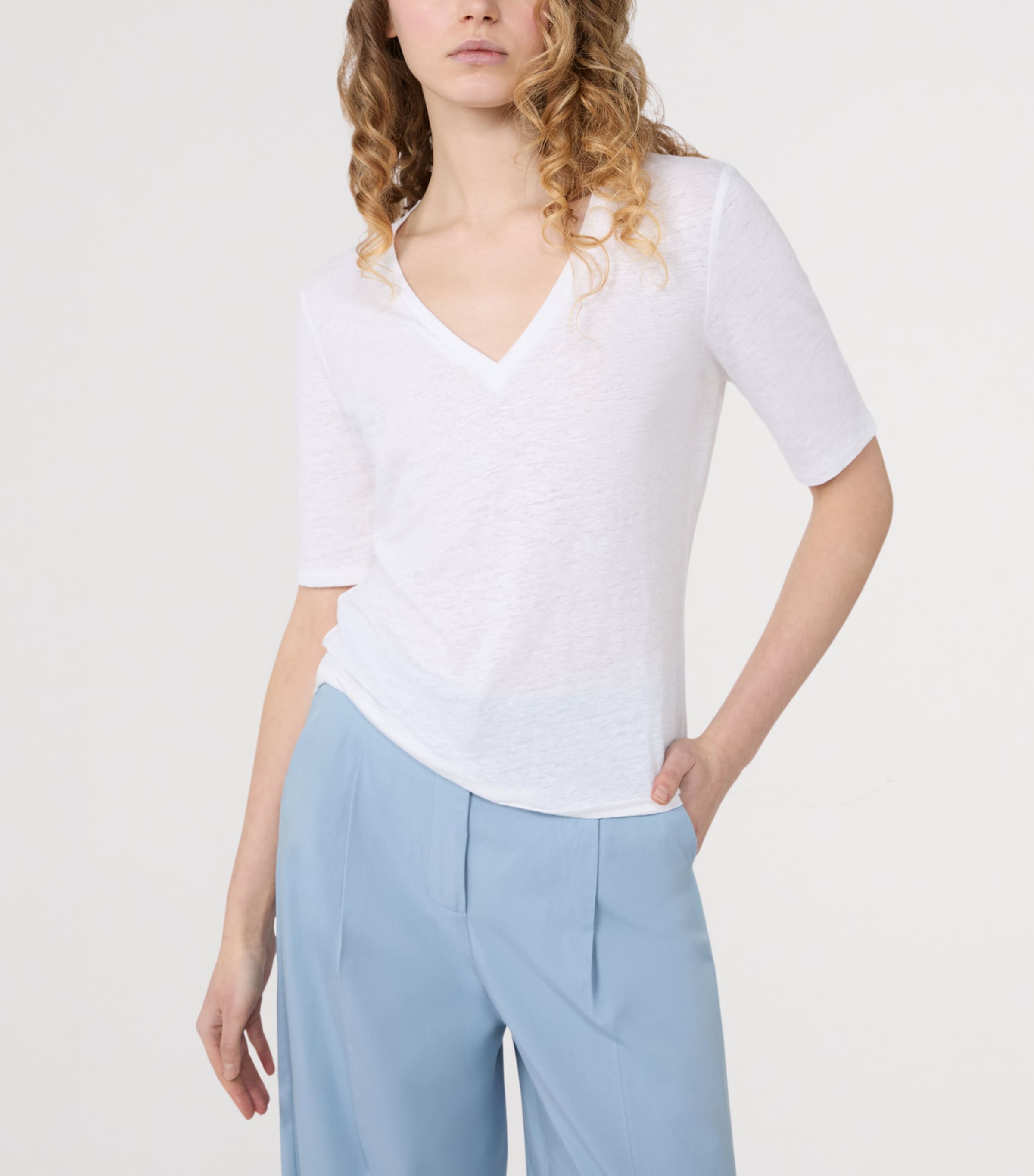 Weekend Max Mara Womens Linen-Blend T-Shirt White Image 4