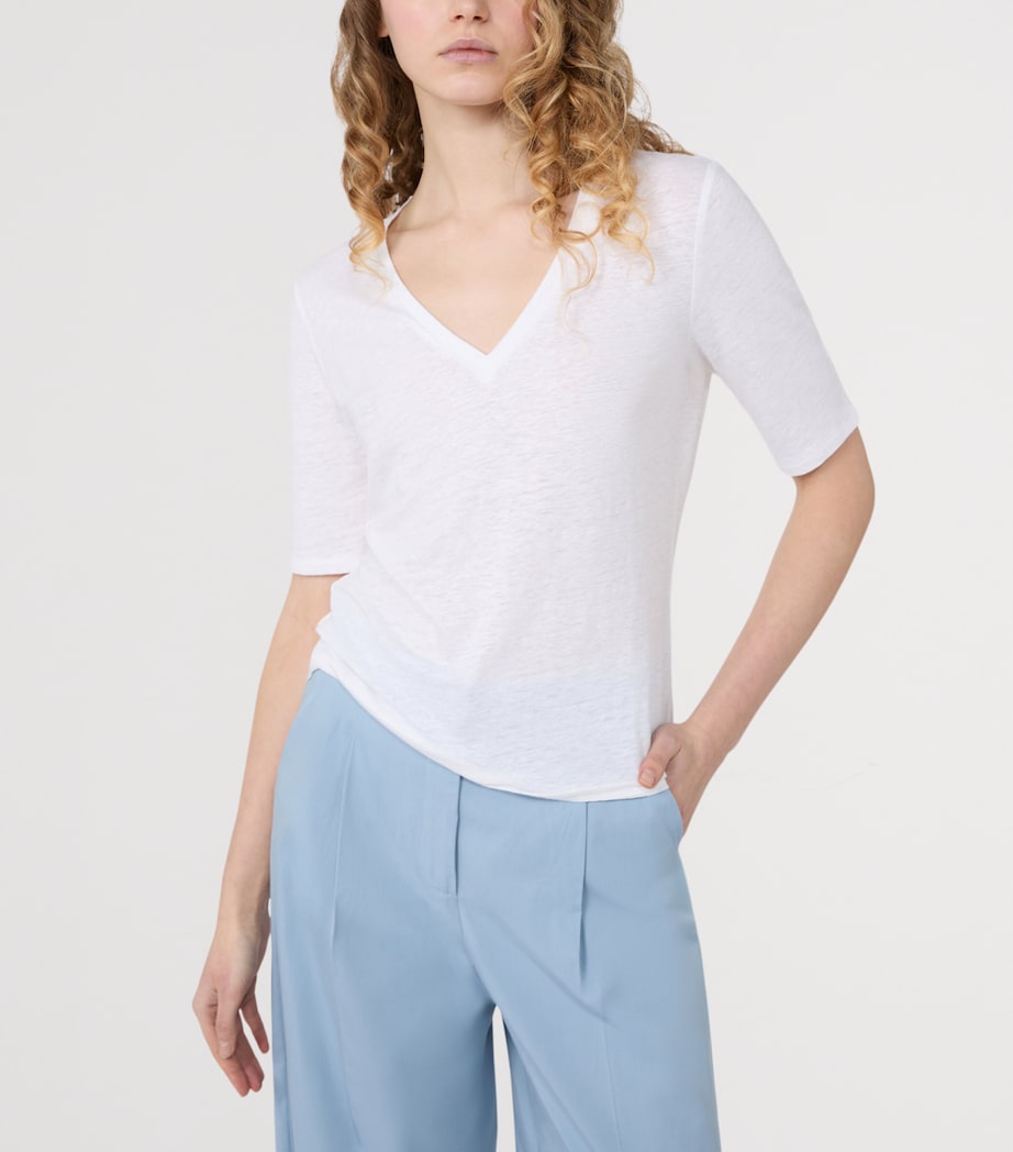 Weekend Max Mara Womens Linen-Blend T-Shirt White Image 4
