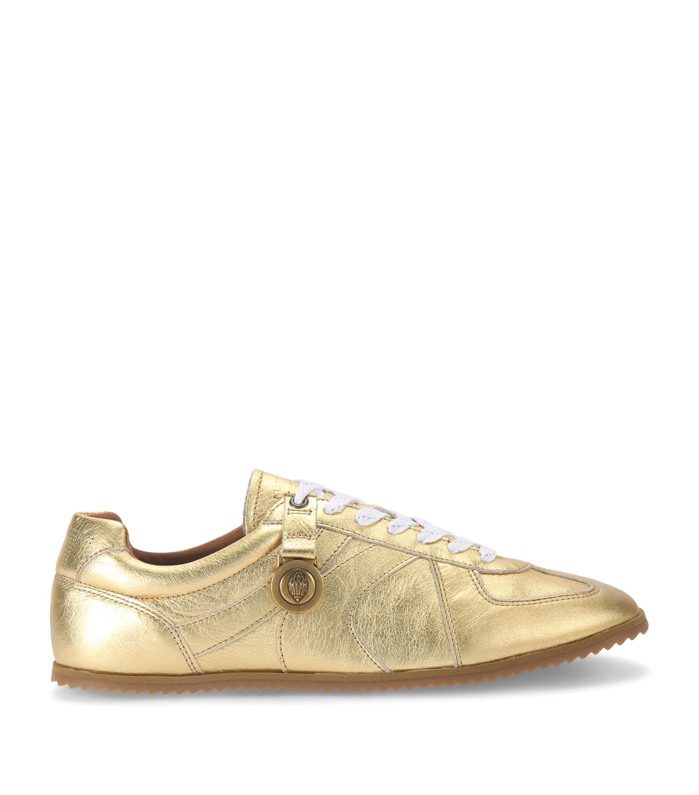 Kurt Geiger Metallic Leather Eldon Sneakers In Gold