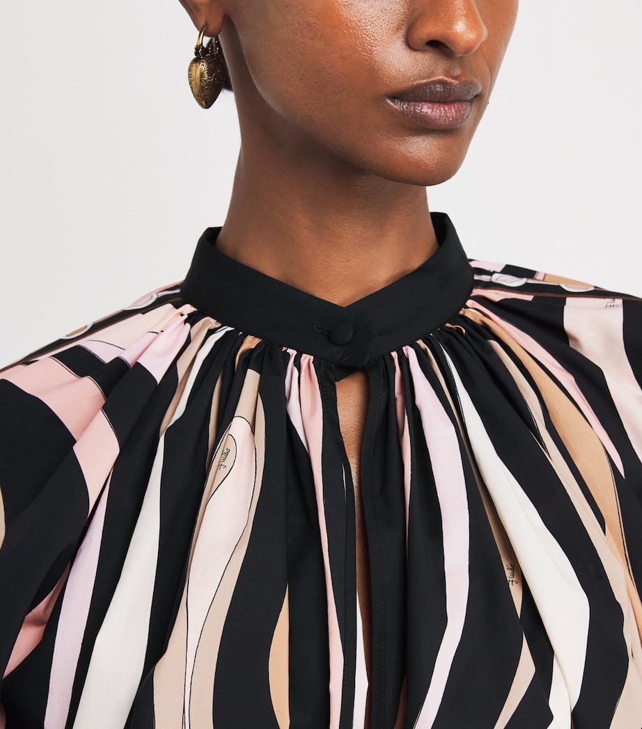 Cotton Printed Blouse 001 NERO/NUDE Image 5