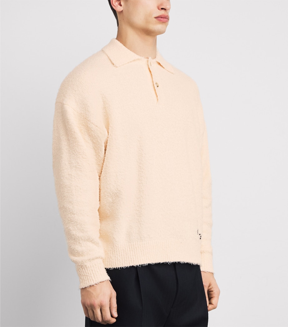 Cotton-Blend Shaggy Polo Shirt IVORY Image 3