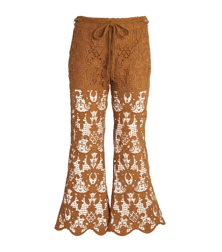 Zimmermann Womens Lace Coco Flared Trousers Bis Biscuit Image 1