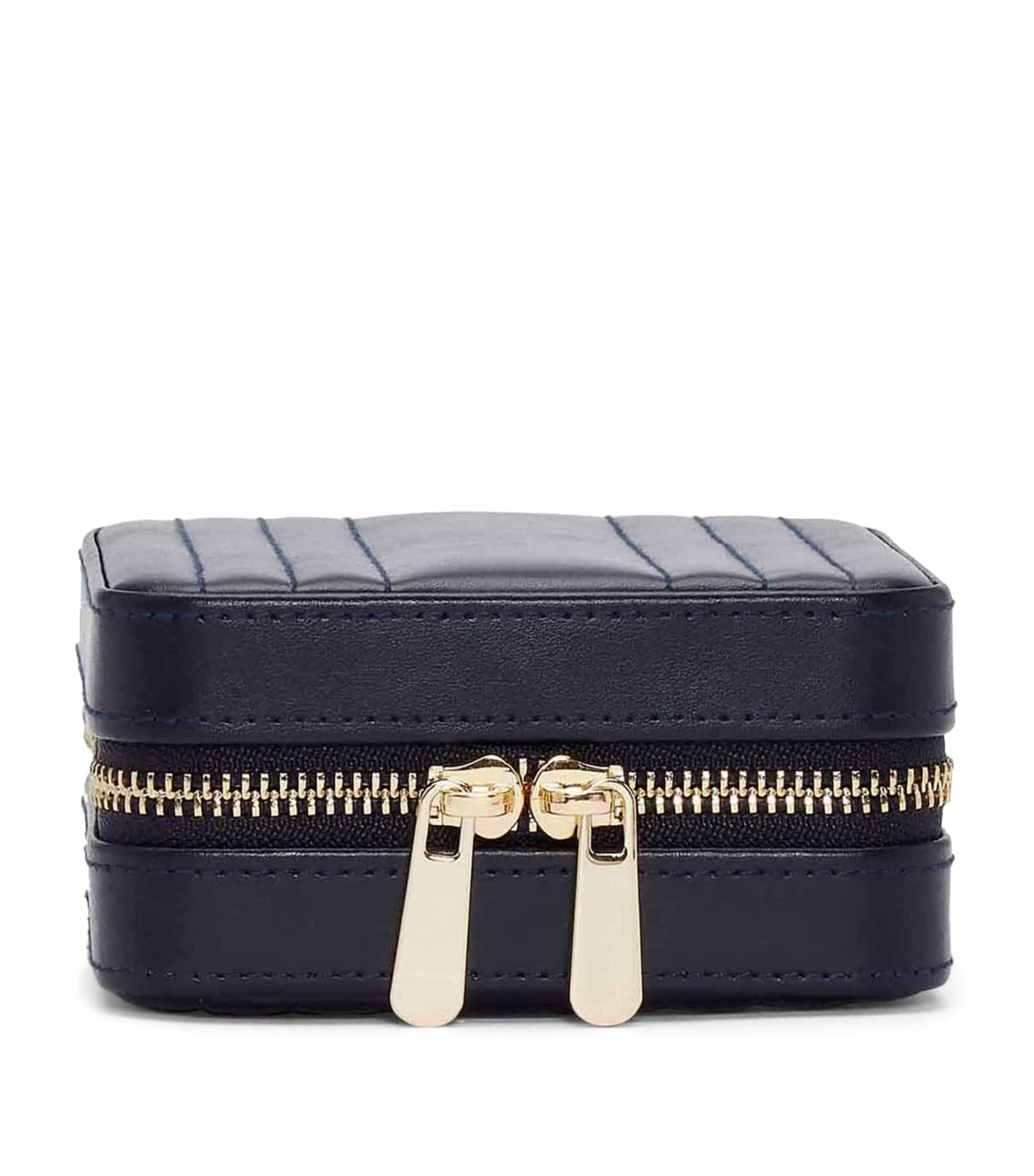 Shop Wolf Small Leather Maria Jewellery Case In Navy