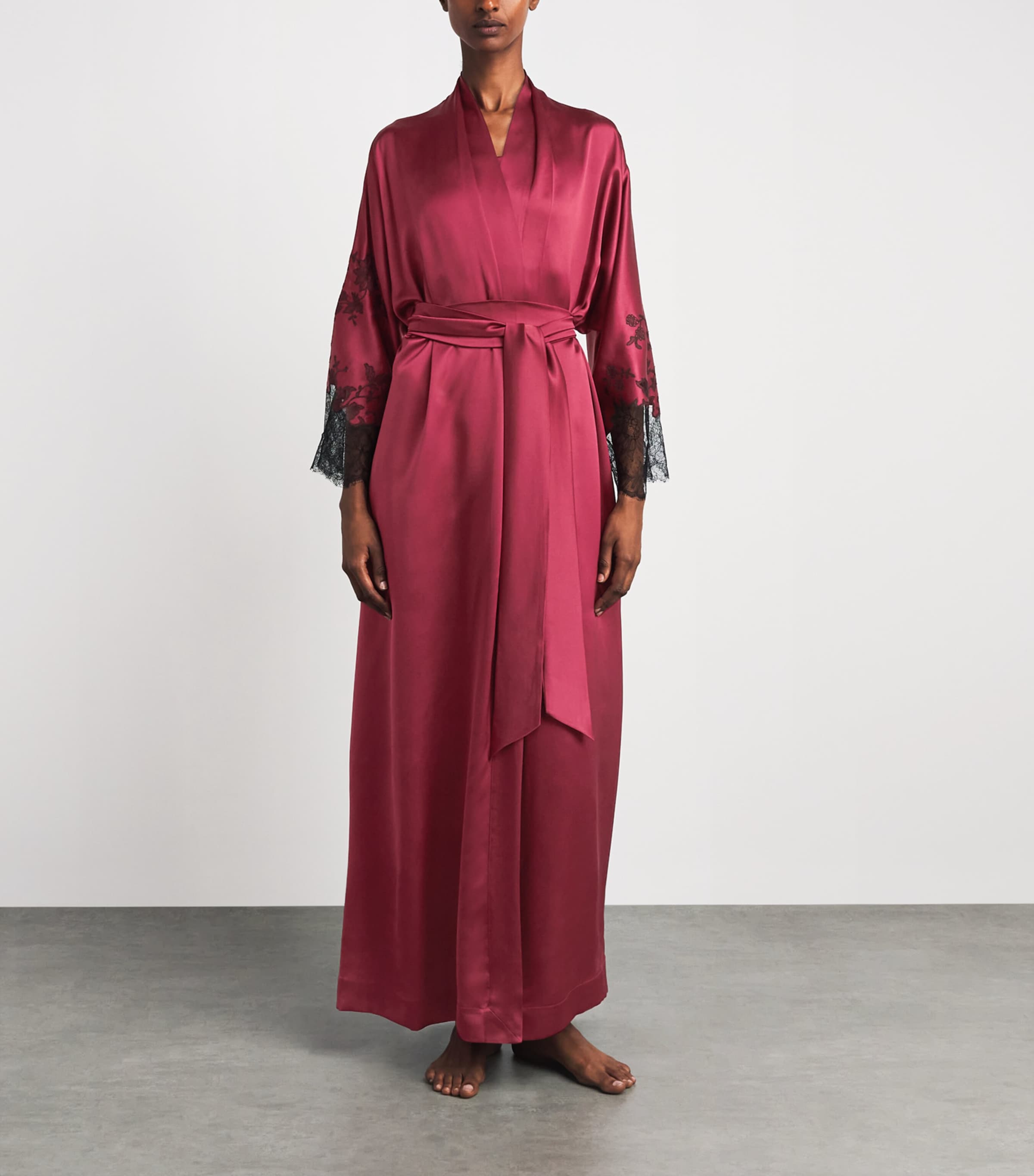 Carine Gilson Womens Silk Long Hanae Robe Rubis Red Image 4