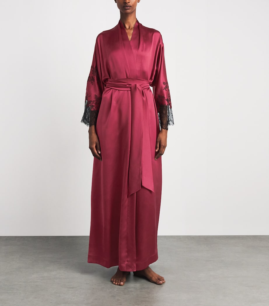 Carine Gilson Womens Silk Long Hanae Robe Rubis Red Image 4