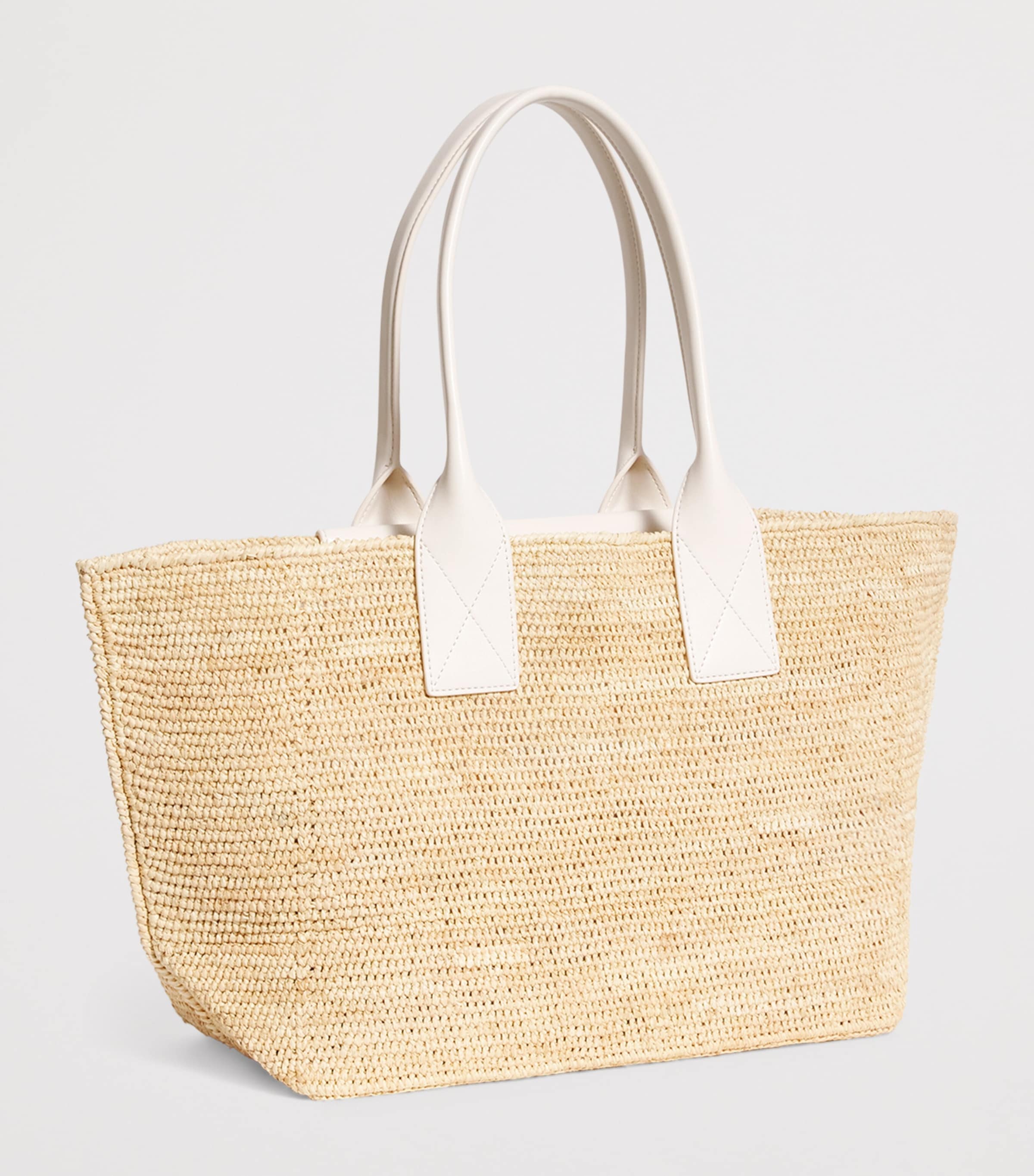 GANNI White Medium Raffia-Leather Tote Bag | Harrods FR GANNI White Medium Raffia-Leather Tote Bag | Harrods FR