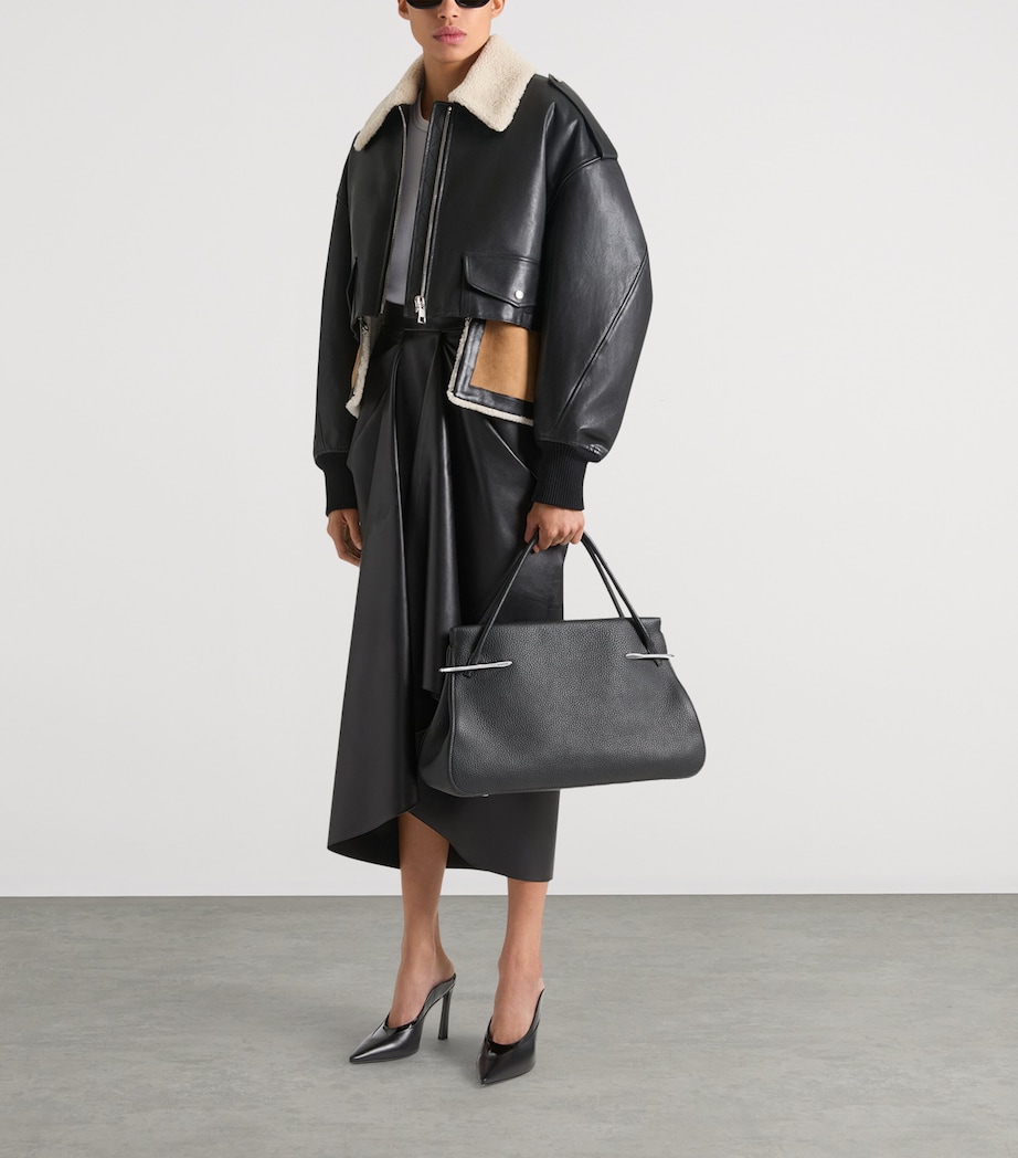 Leather Closed-Toe Mules 95 BLACK Image 2