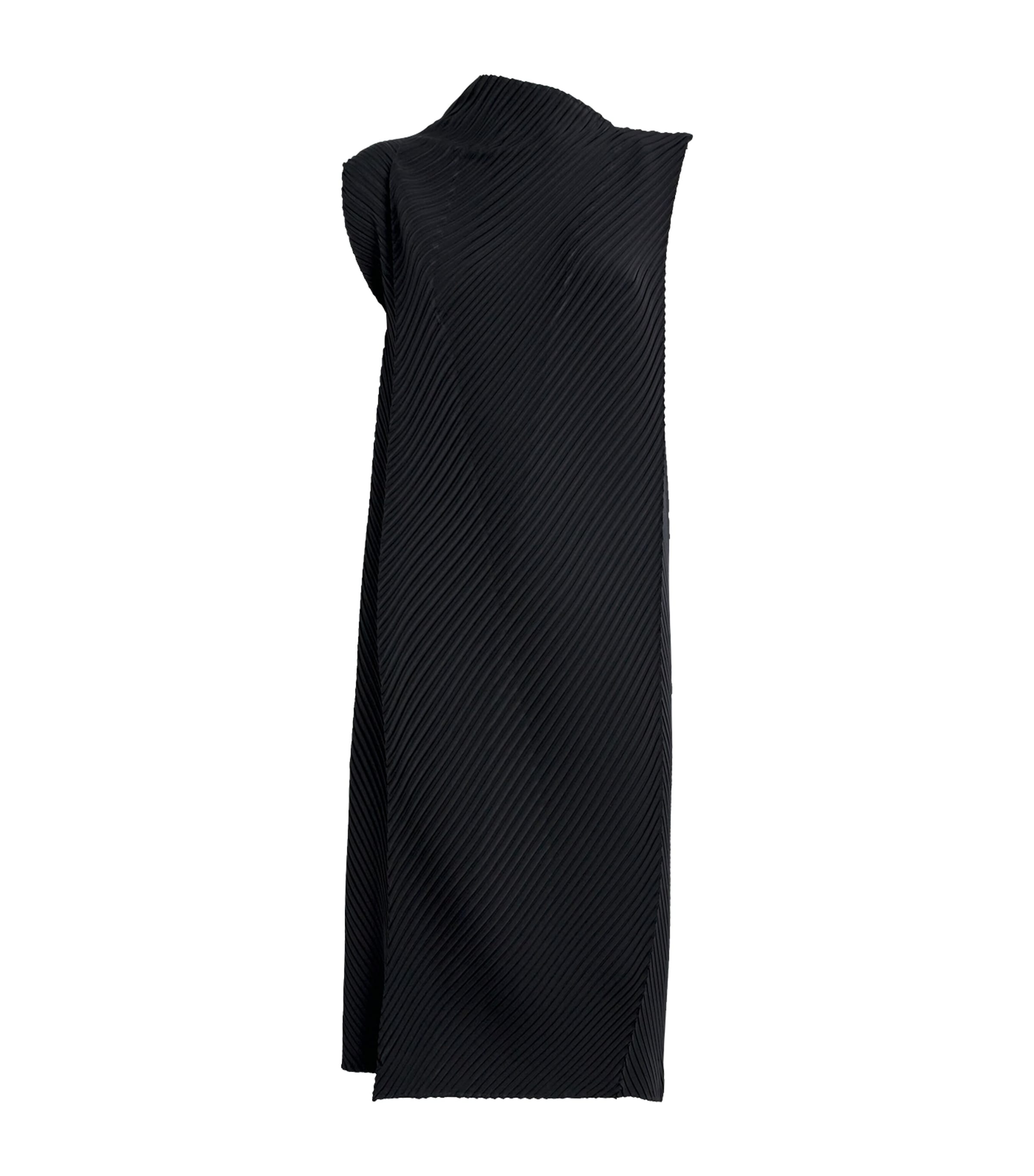 Issey Miyake Soft Fold Pleats Midi Dress In Black