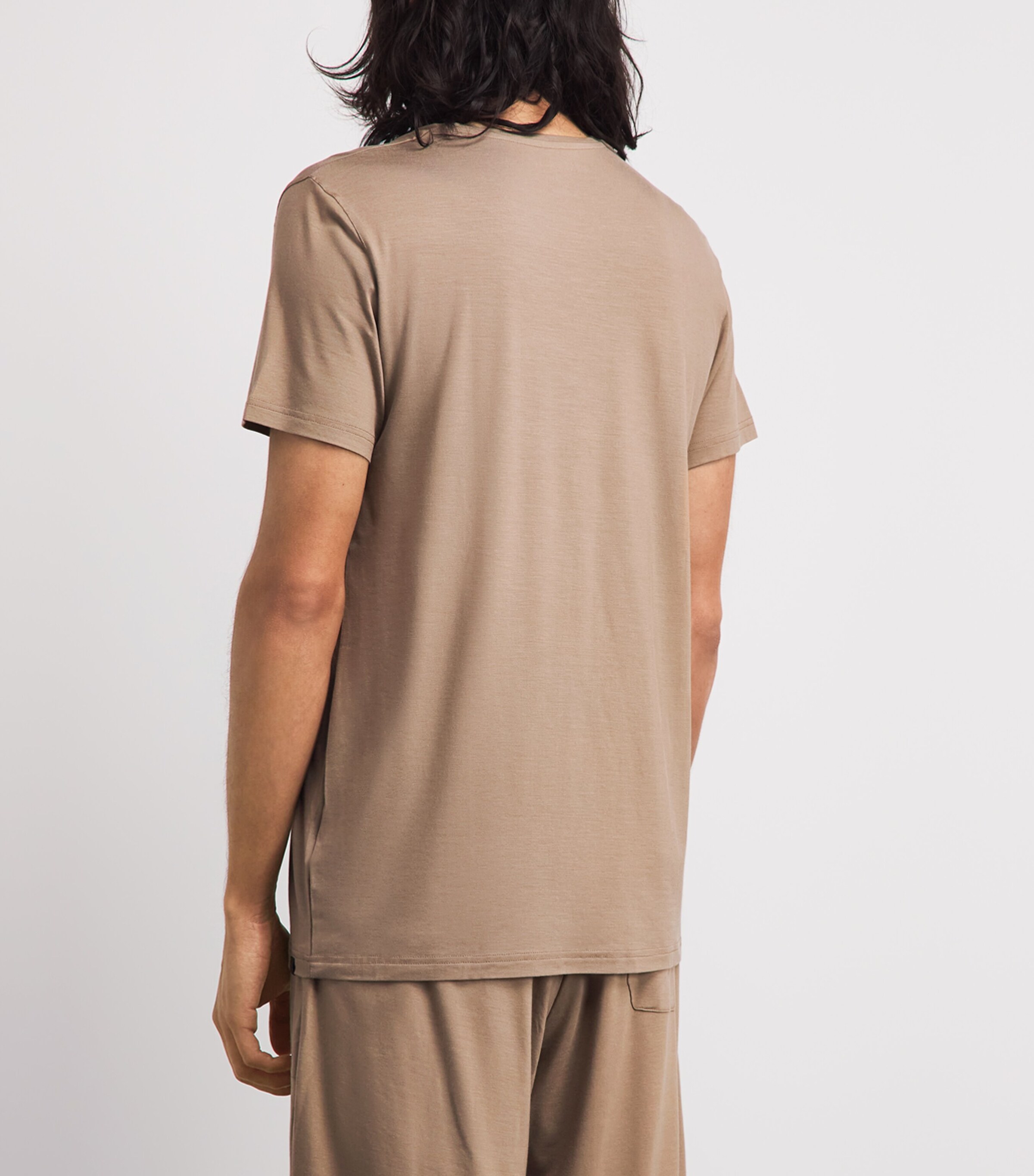 Derek Rose Mens Basel V-Neck Lounge T-Shirt Bro Image 5