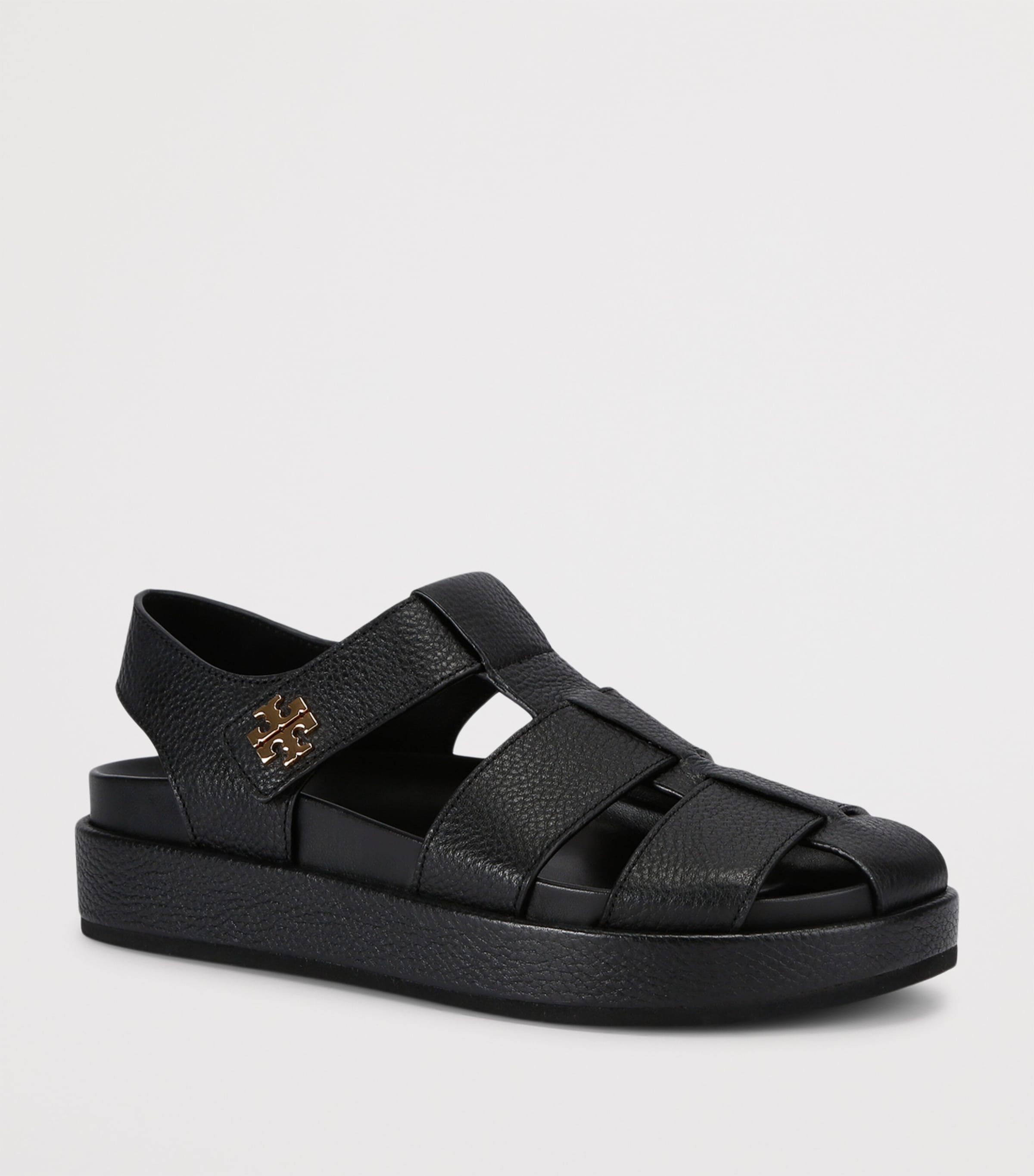 Leather Kira Fisherman Sandals BLACK Image 3