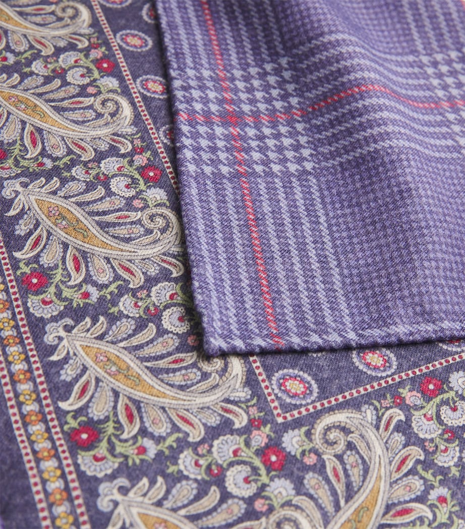 Wool Paisley Pocket Square NAVY BLUE Image 4