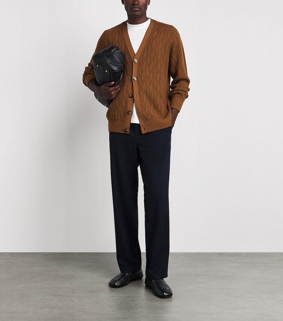 Canali Mens CAN CARDI BD HBONE CABLE. Brown Image 2